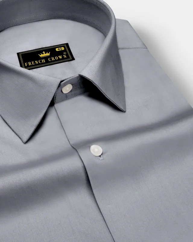 Grisoro-Slate Gray Subtle Sheen Super Soft Premium Cotton Dress Shirt sold by French Crown