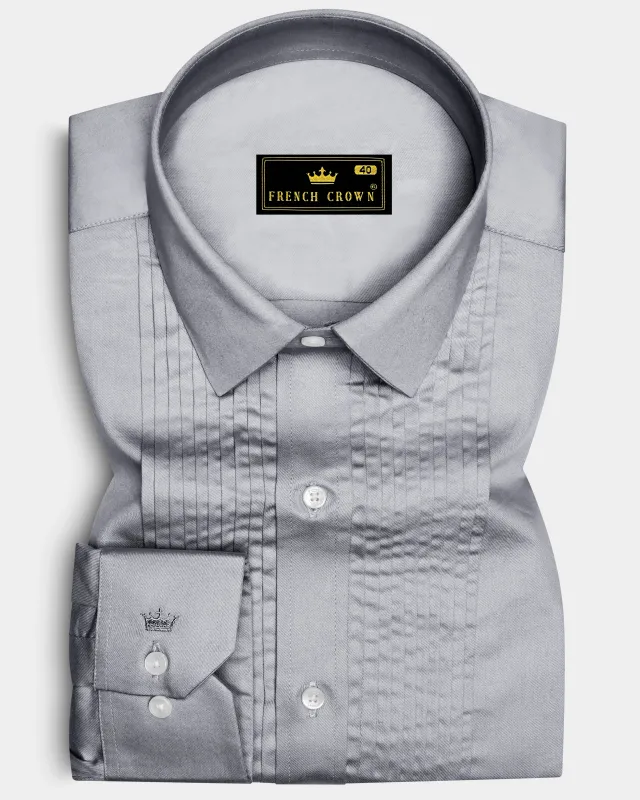 Grisoro-Slate Gray Subtle Sheen Super Soft Premium Cotton Tuxedo Dress Shirt sold by French Crown