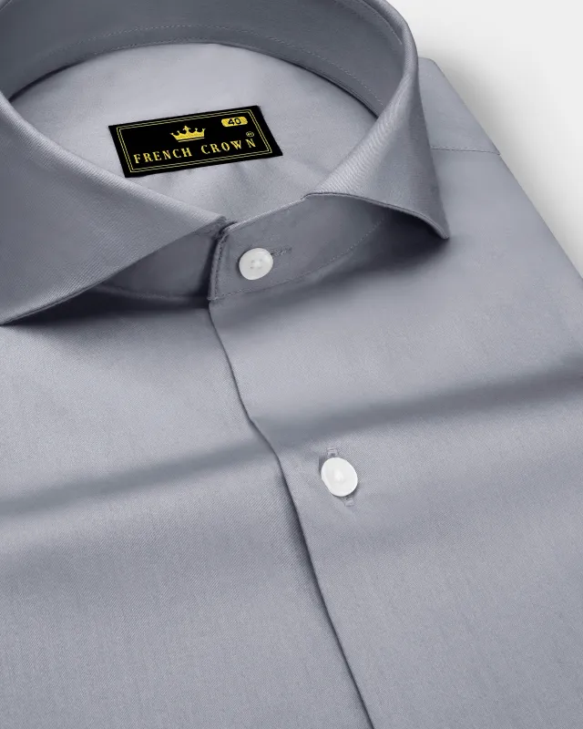 Grisoro-Slate Gray Subtle Sheen Super Soft Premium Cotton Cut Away Collar Dress Shirt sold by French Crown
