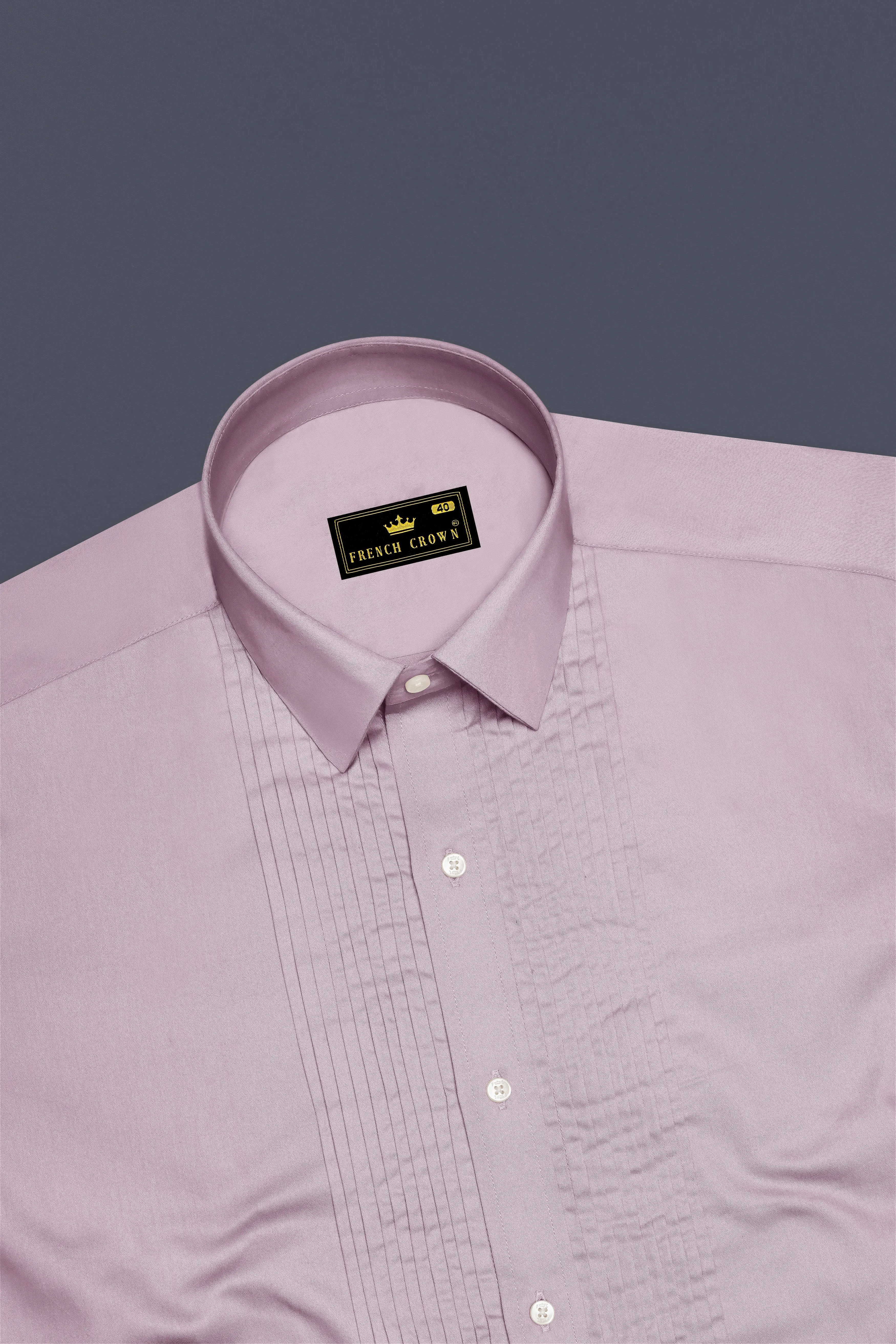 Coutaro-Plum Pink Subtle Sheen Super Soft Premium Cotton Tuxedo Dress Shirt sold by French Crown product image thumbnail 5