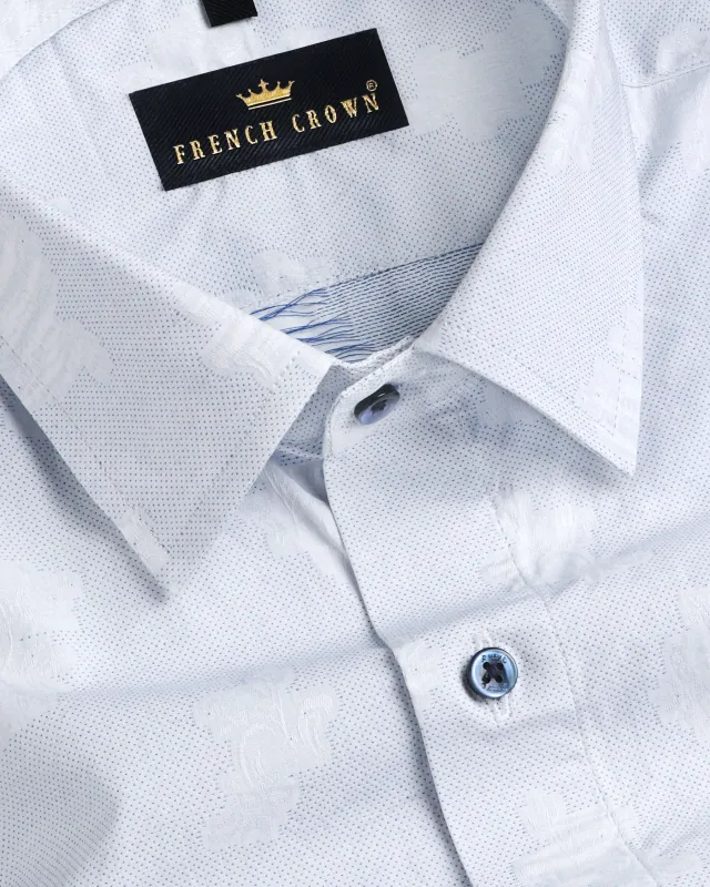 Sky with white Jacquard Patterned Motifs Giza Cotton shirt sold by French Crown
