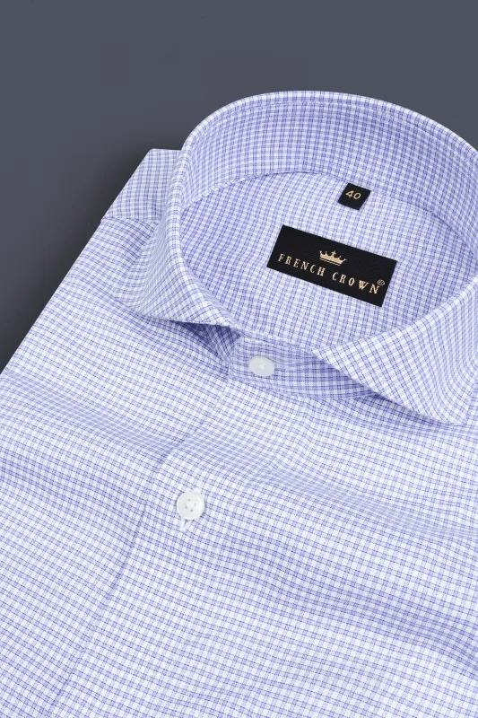 White and Wistful Blue Checkered Premium Cotton Shirt sold by French Crown
