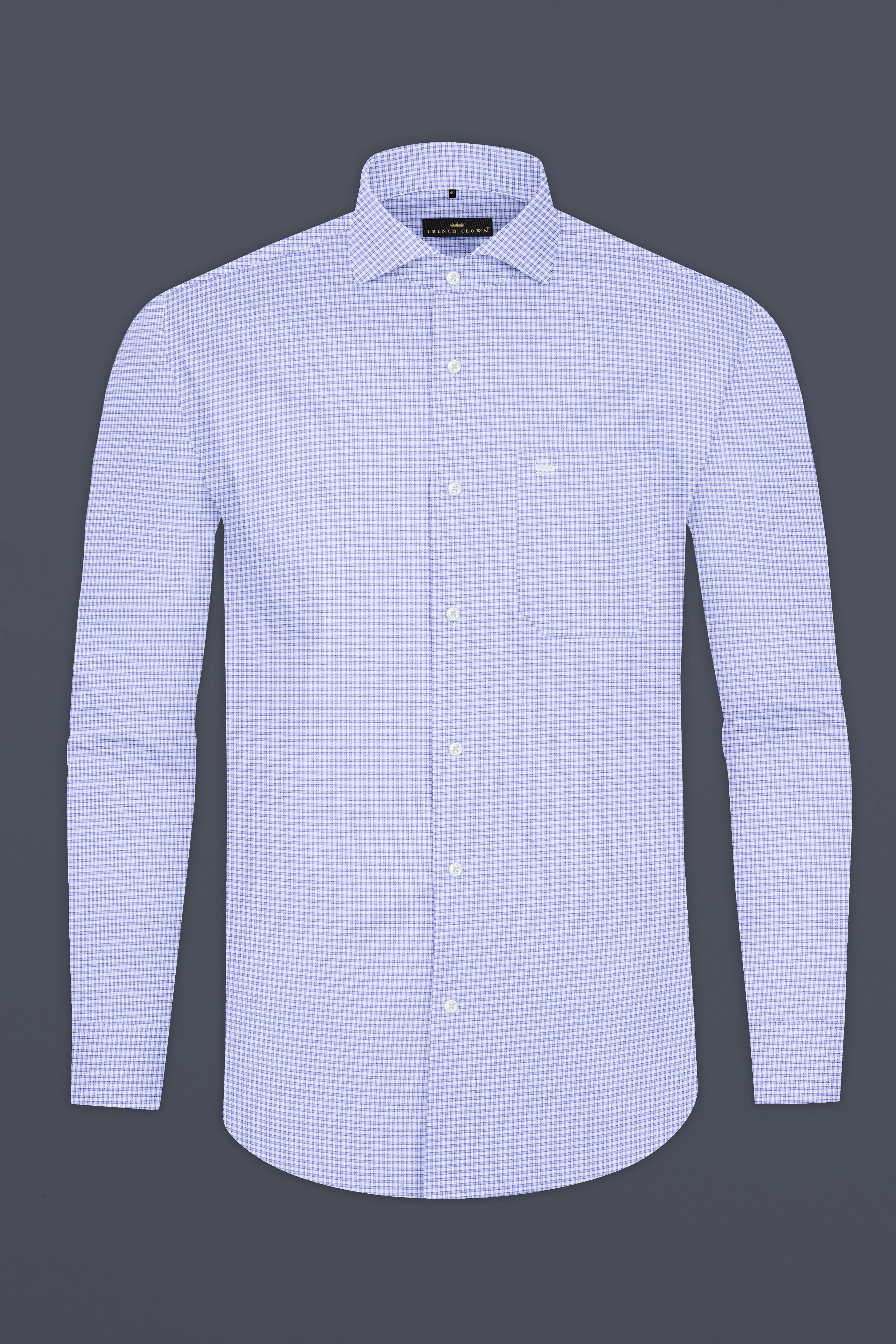 White and Wistful Blue Checkered Premium Cotton Shirt sold by French Crown product image thumbnail 4