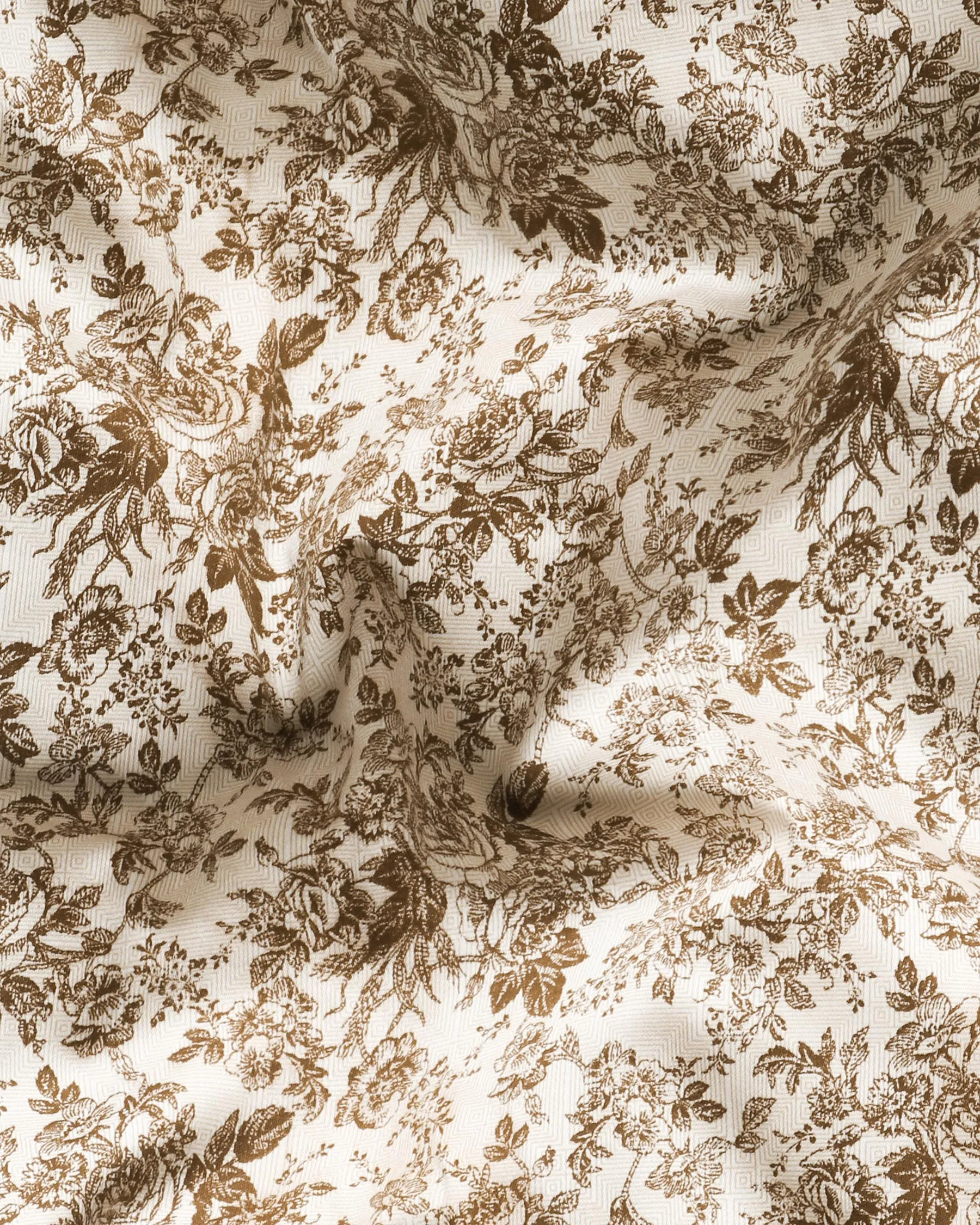 Brown Tonal Micro Flowers Printed Super Soft Giza Cotton SHIRT sold by French Crown product image thumbnail 2