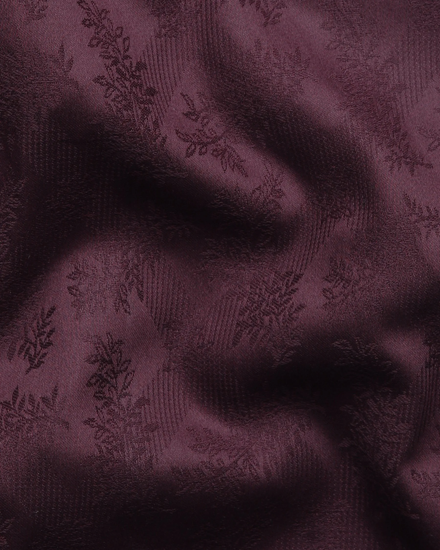 Burgundy Flowers Jacquard Textured Silky Giza Cotton Evening SHIRT sold by French Crown product image thumbnail 2