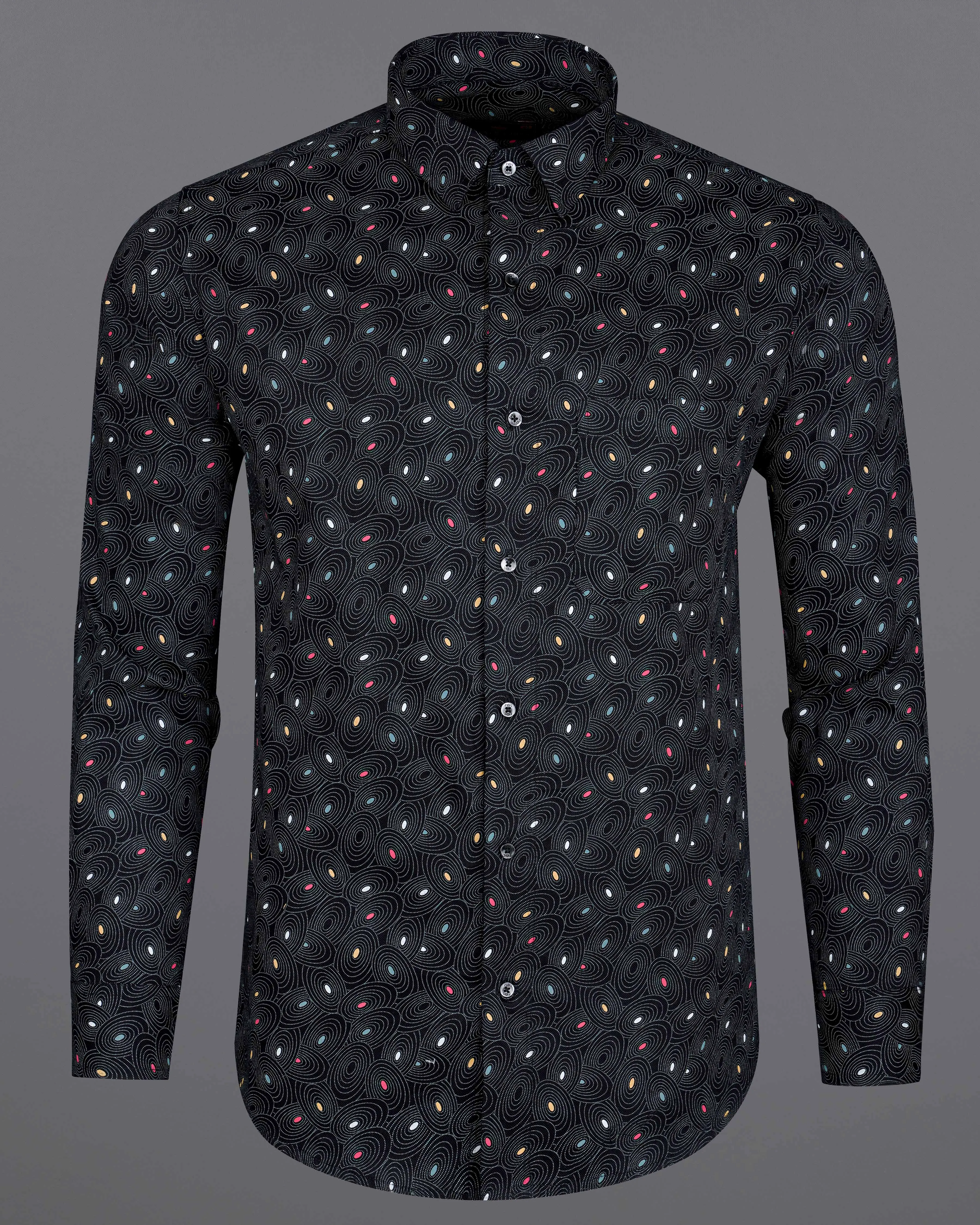 Jade Black Orbit Dobby Textured Premium Giza Cotton Shirt sold by French Crown product image thumbnail 5