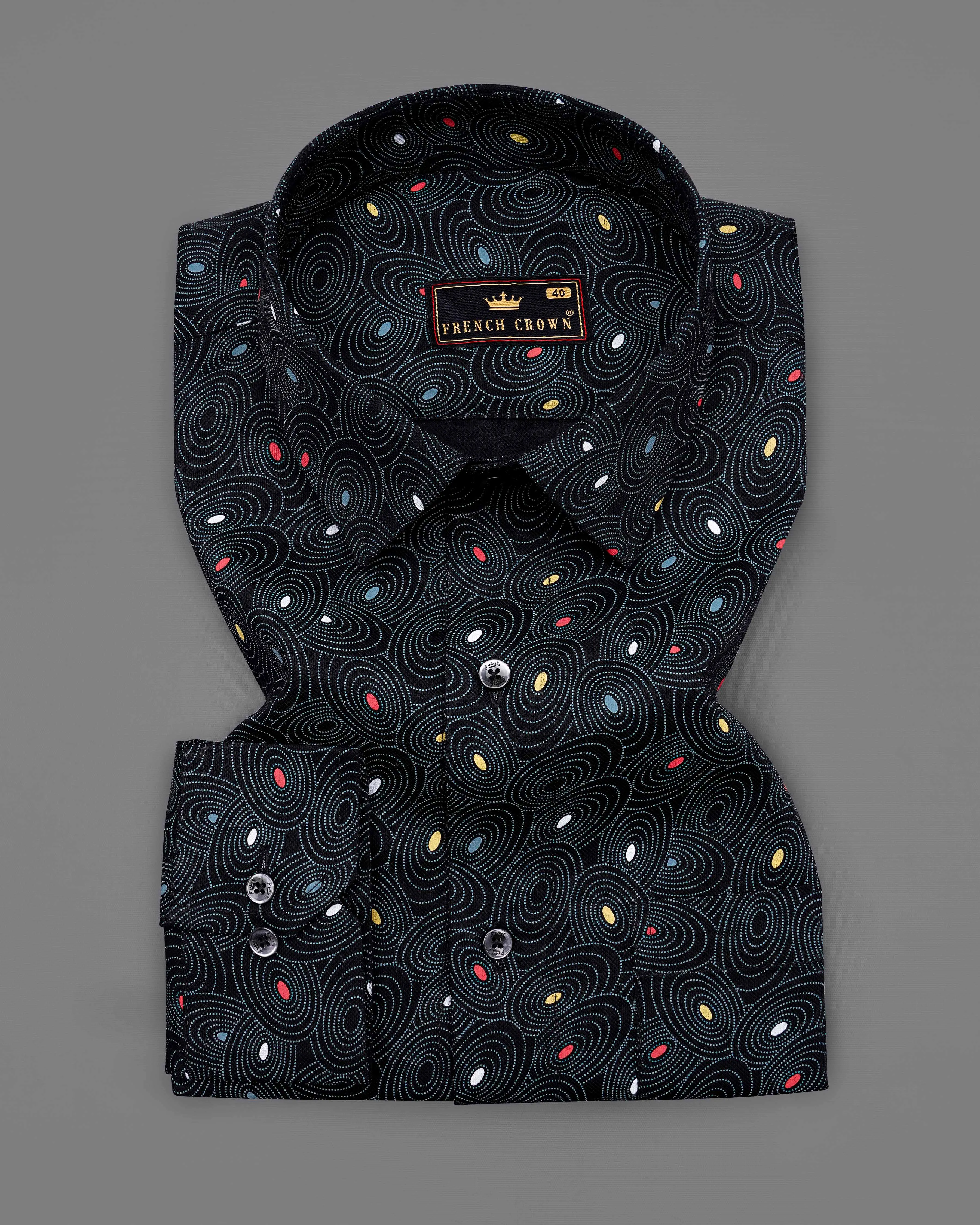 Jade Black Orbit Dobby Textured Premium Giza Cotton Shirt sold by French Crown product image thumbnail 3