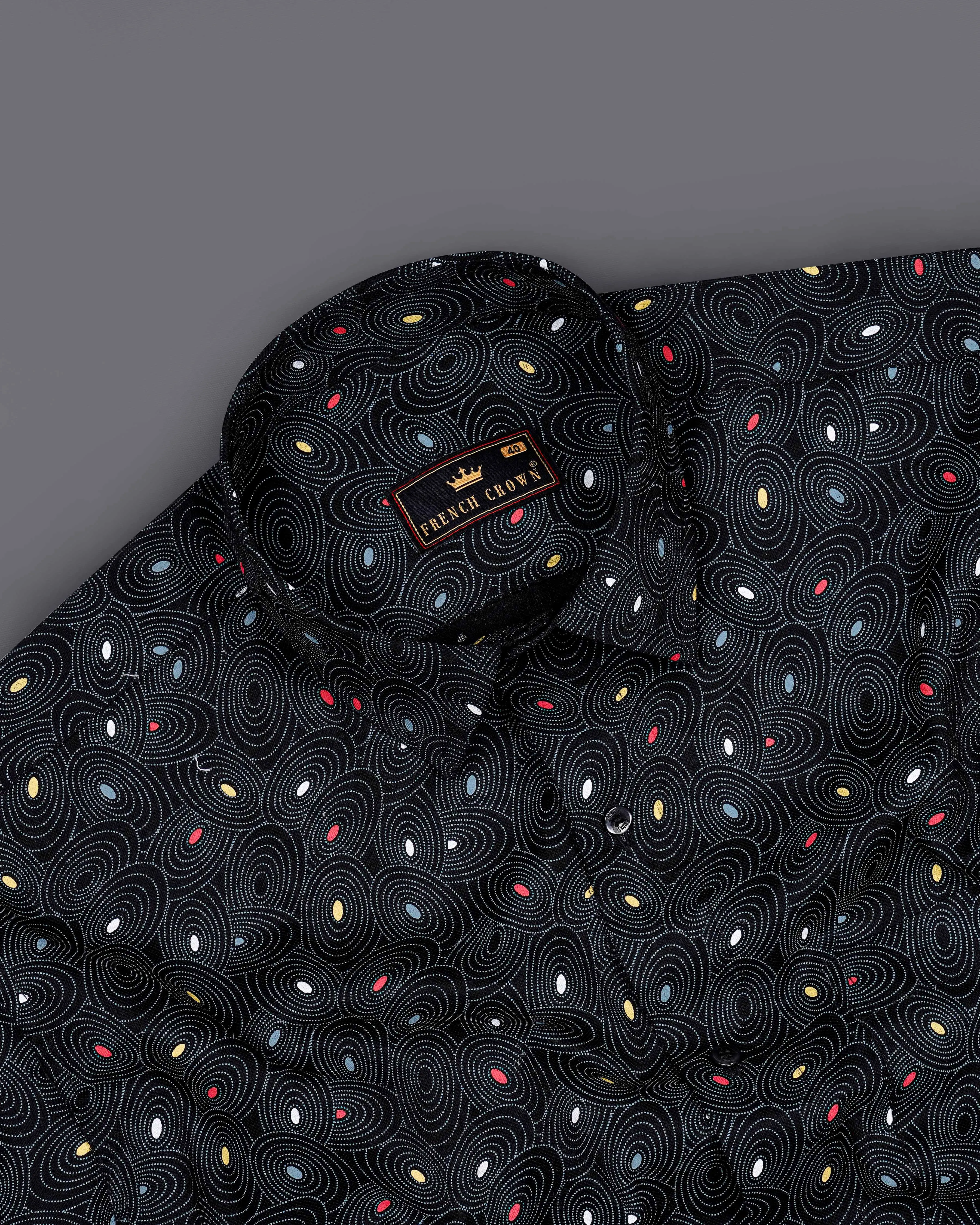 Jade Black Orbit Dobby Textured Premium Giza Cotton Shirt sold by French Crown product image thumbnail 4
