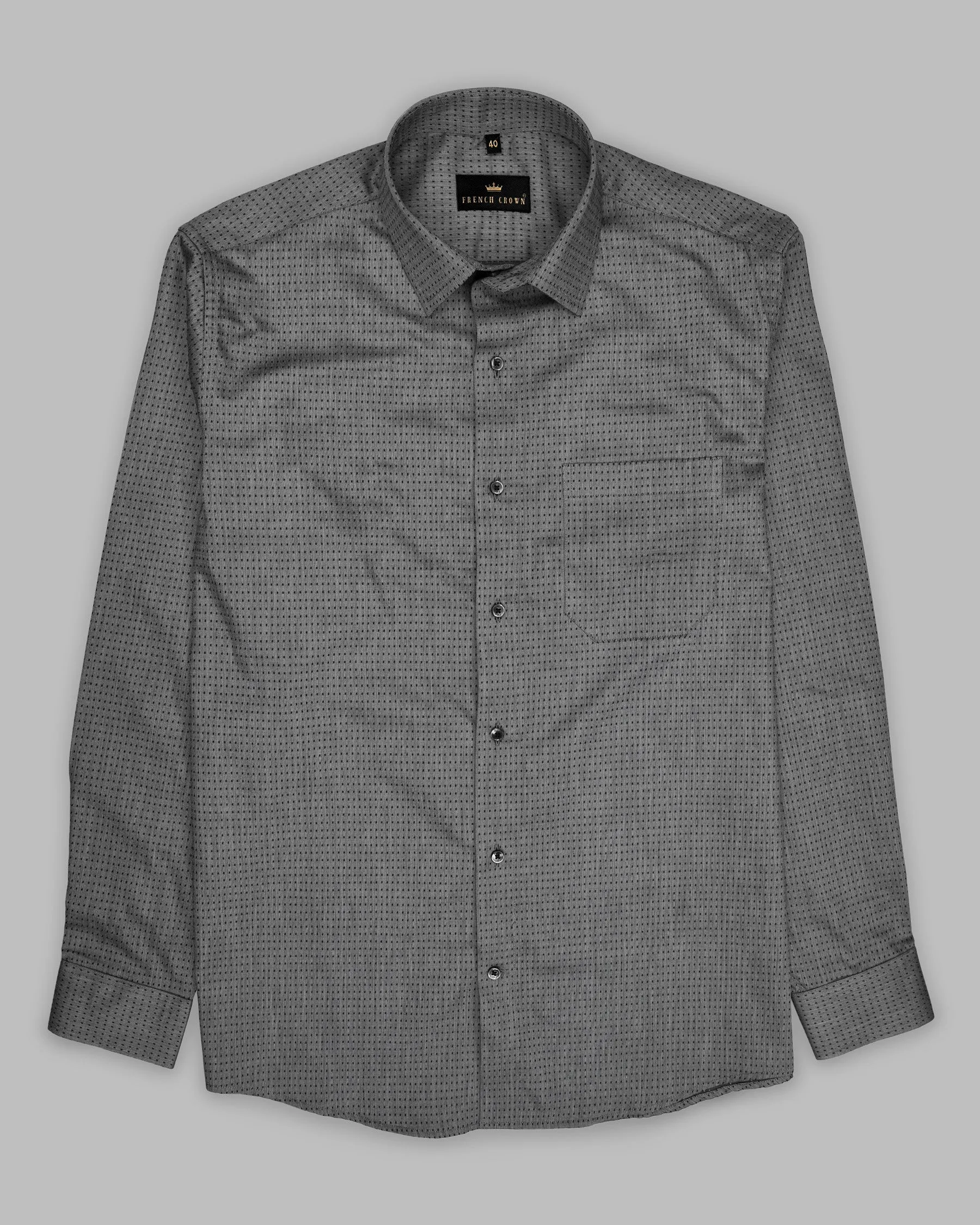 Boulder Gray Dobby Textured Premium Giza Cotton Shirt sold by French Crown product image thumbnail 5