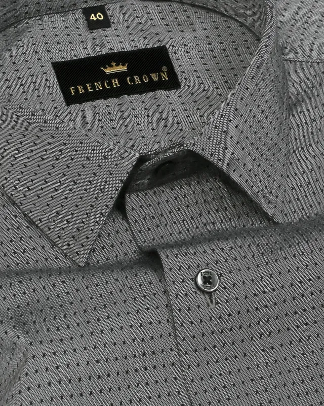 Boulder Gray Dobby Textured Premium Giza Cotton Shirt sold by French Crown