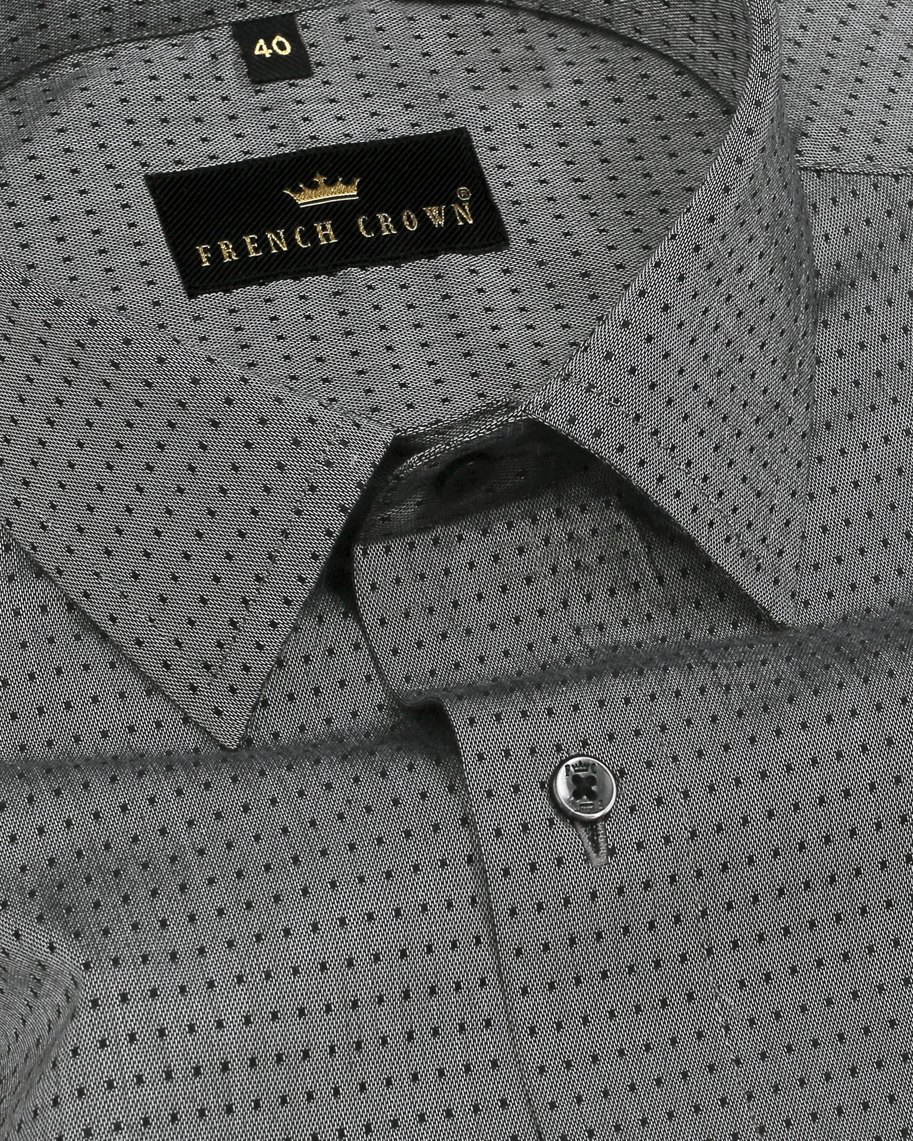 Boulder Gray Dobby Textured Premium Giza Cotton Shirt sold by French Crown