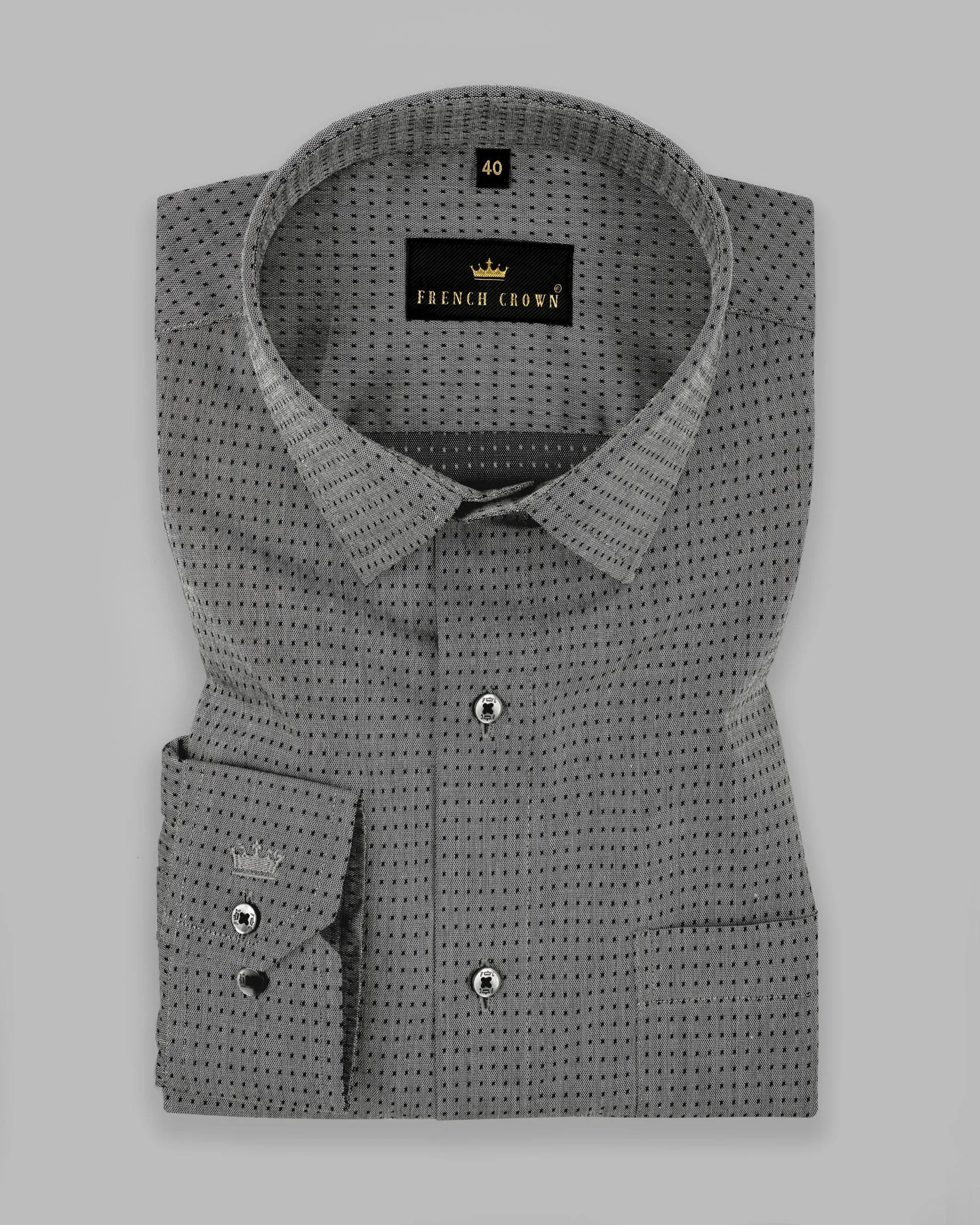 Boulder Gray Dobby Textured Premium Giza Cotton Shirt sold by French Crown product image thumbnail 3