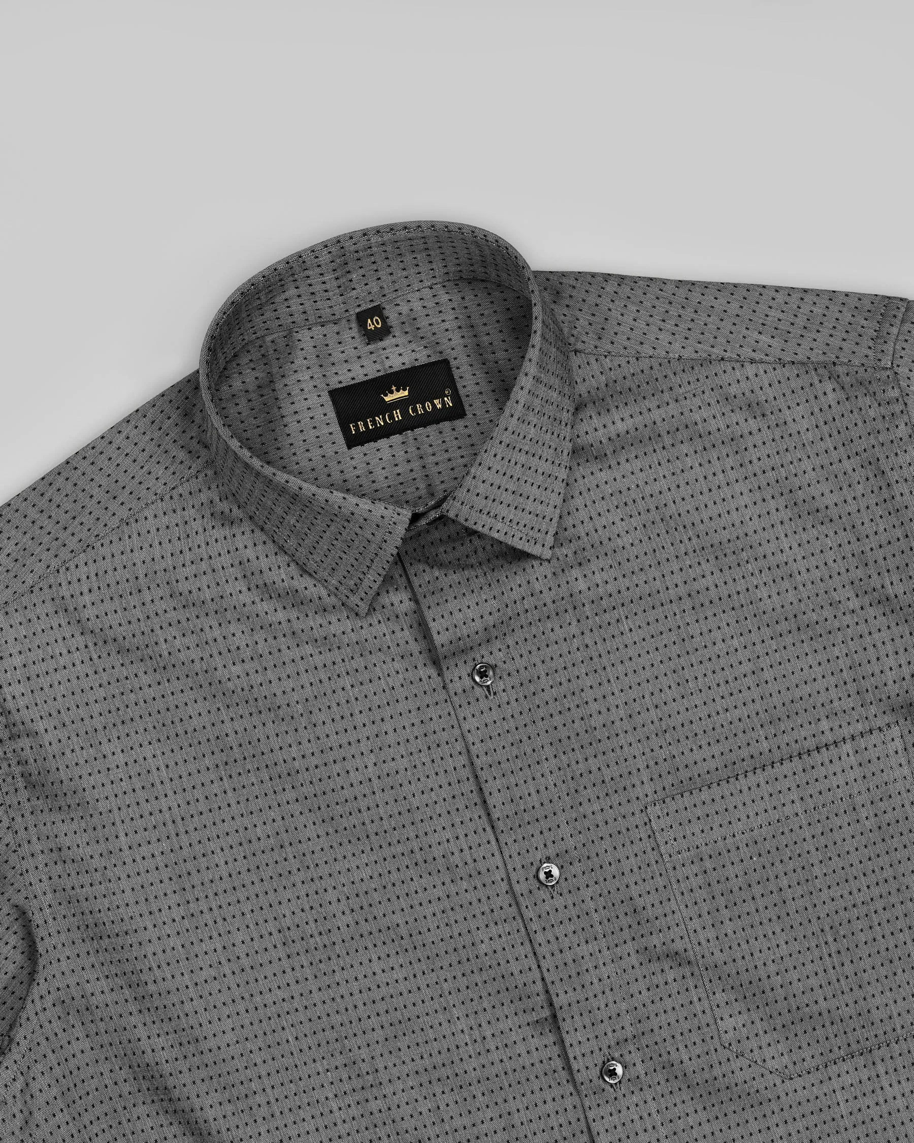 Boulder Gray Dobby Textured Premium Giza Cotton Shirt sold by French Crown product image thumbnail 4