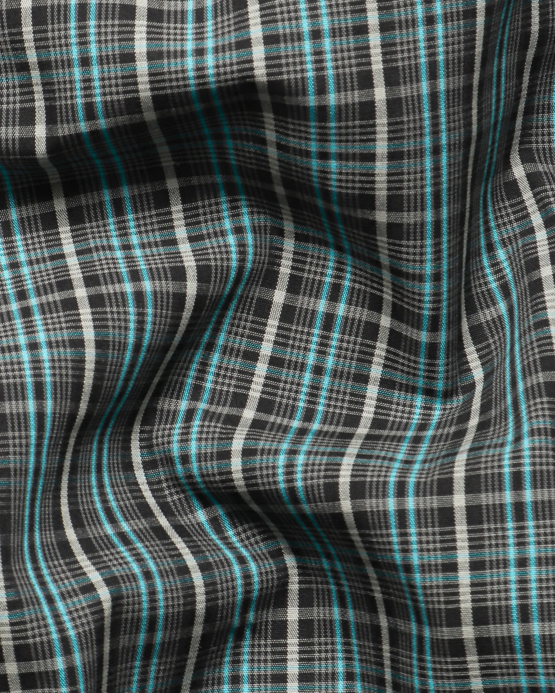 Jade Black with Aqua Plaid Premium Cotton Shirt sold by French Crown product image thumbnail 2