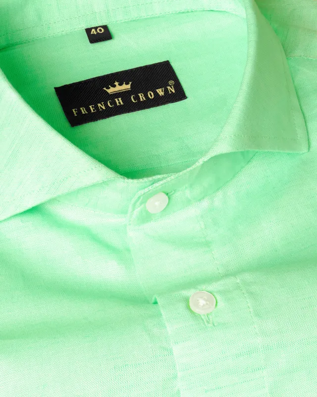 Madang Green Luxurious Linen Shirt made by French Crown
