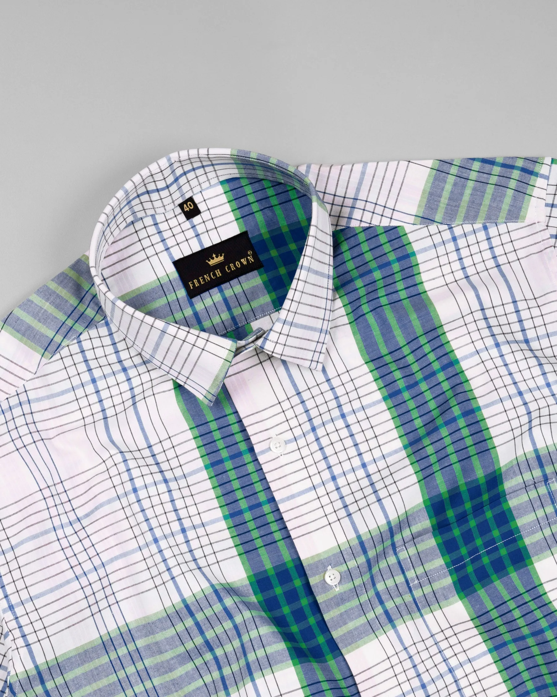 White Multicolor Plaid Premium Cotton Shirt sold by French Crown product image thumbnail 4