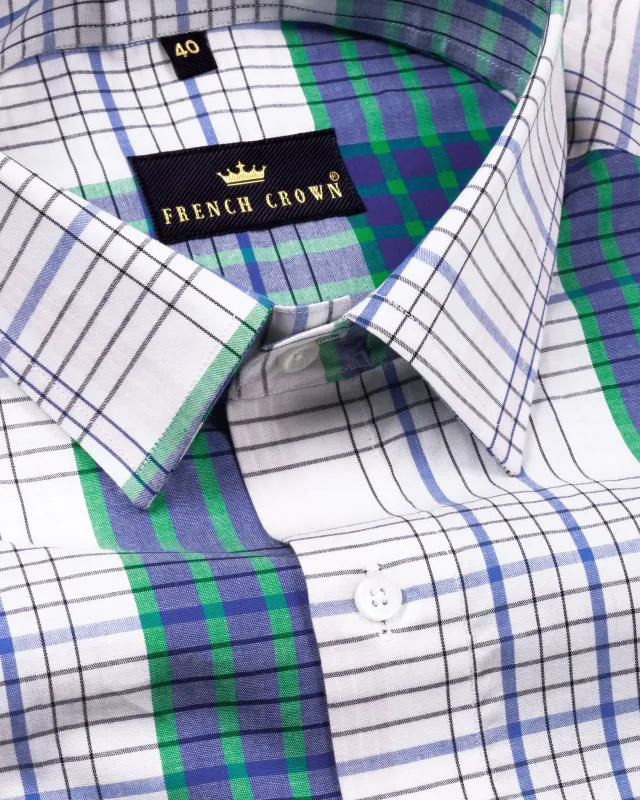White Multicolor Plaid Premium Cotton Shirt sold by French Crown