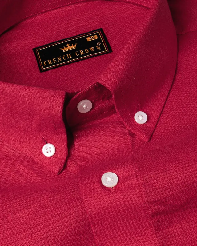 Cardinal Red Luxurious Linen Shirt sold by French Crown