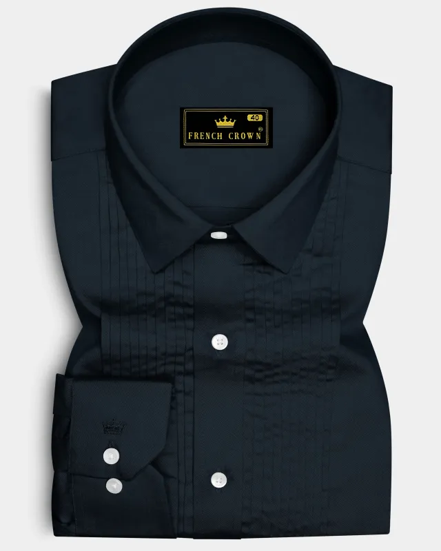 Palzen-Arsenic Gray Subtle Sheen Super Soft Premium Cotton Tuxedo Dress Shirt sold by French Crown