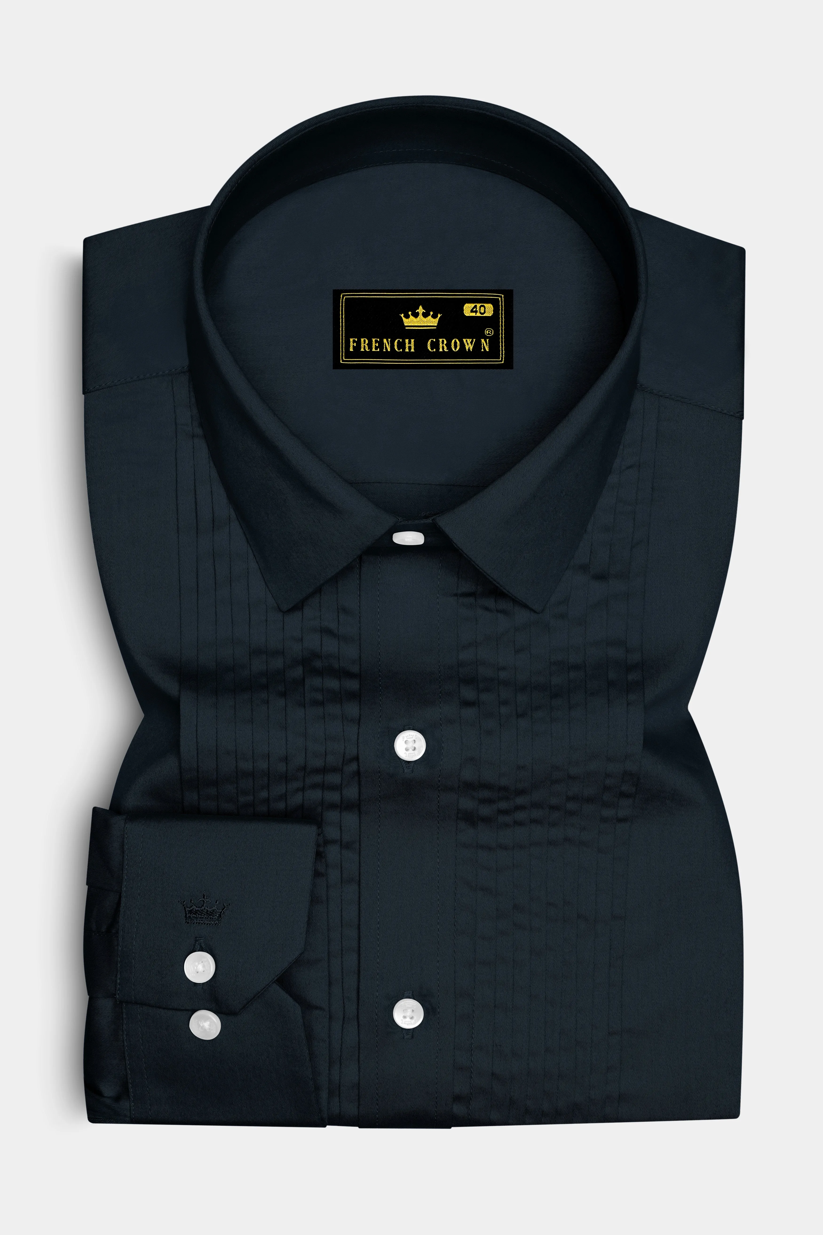 Palzen-Arsenic Gray Subtle Sheen Super Soft Premium Cotton Tuxedo Dress Shirt sold by French Crown product image thumbnail 2