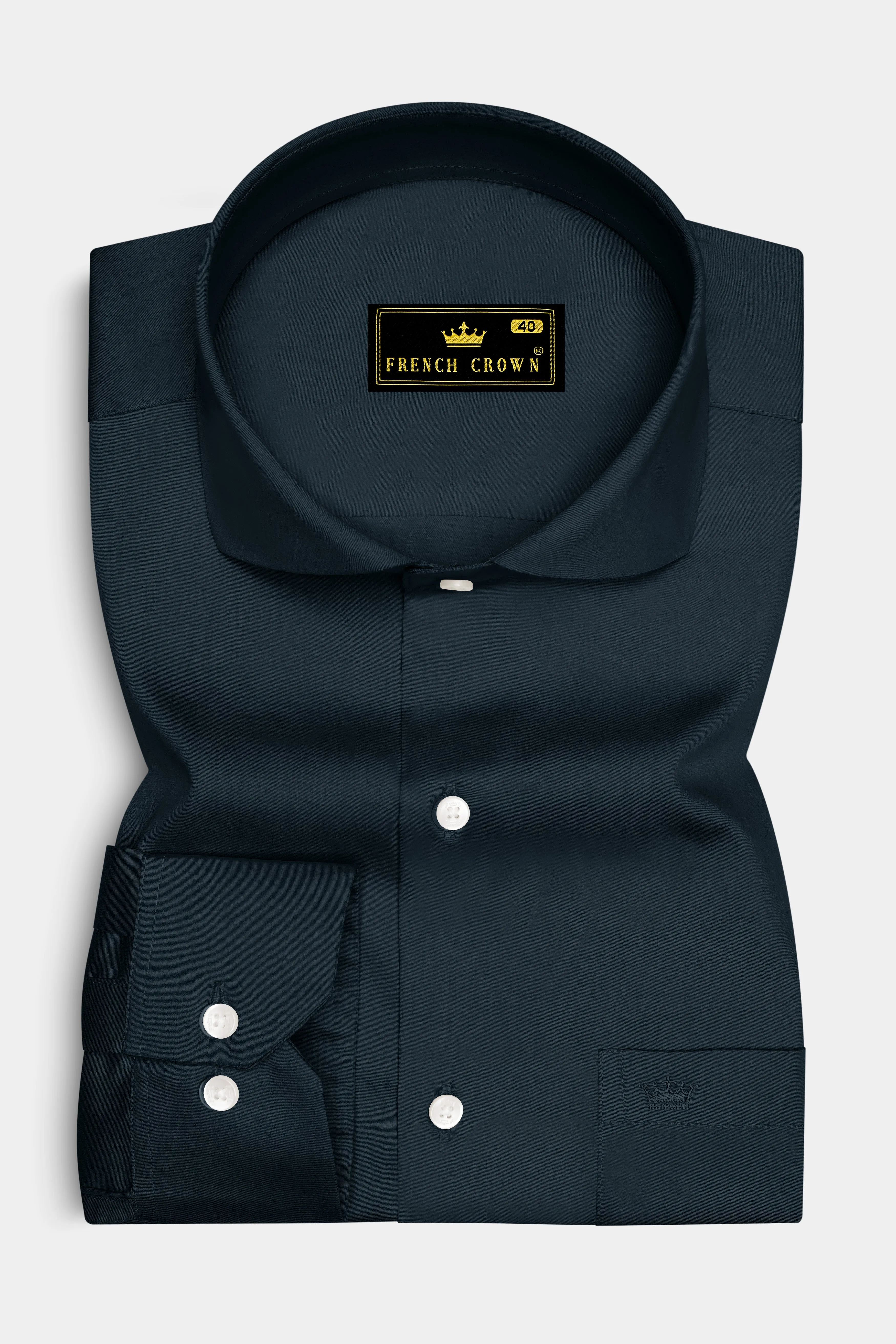 Palzen-Arsenic Gray Subtle Sheen Super Soft Premium Cotton Cut Away Collar Dress Shirt sold by French Crown product image thumbnail 4