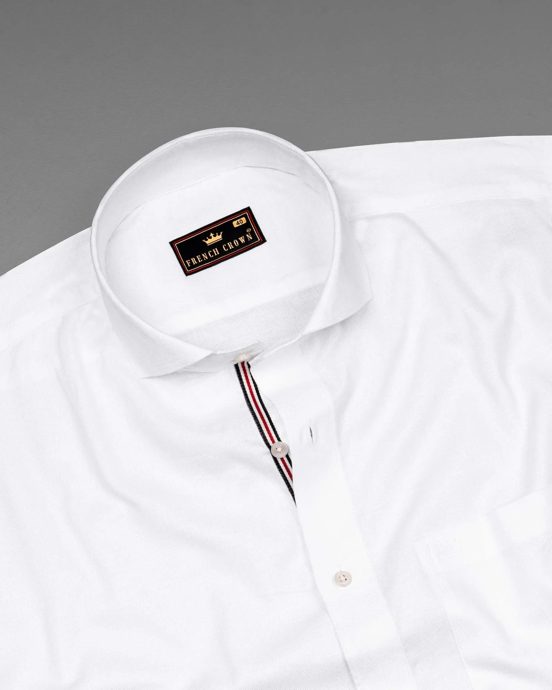 Bright White Dobby Textured Premium Giza Cotton Shirt sold by French Crown product image thumbnail 4