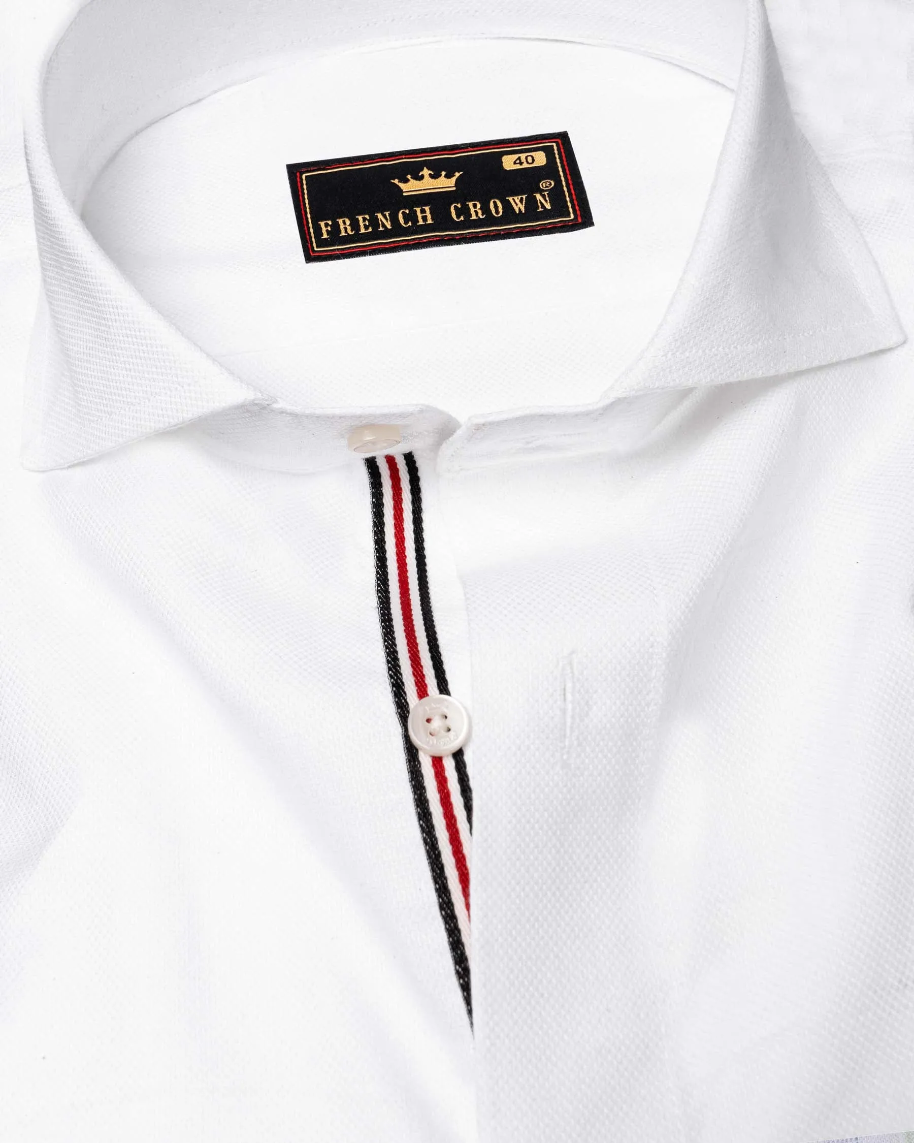 Bright White Dobby Textured Premium Giza Cotton Shirt sold by French Crown