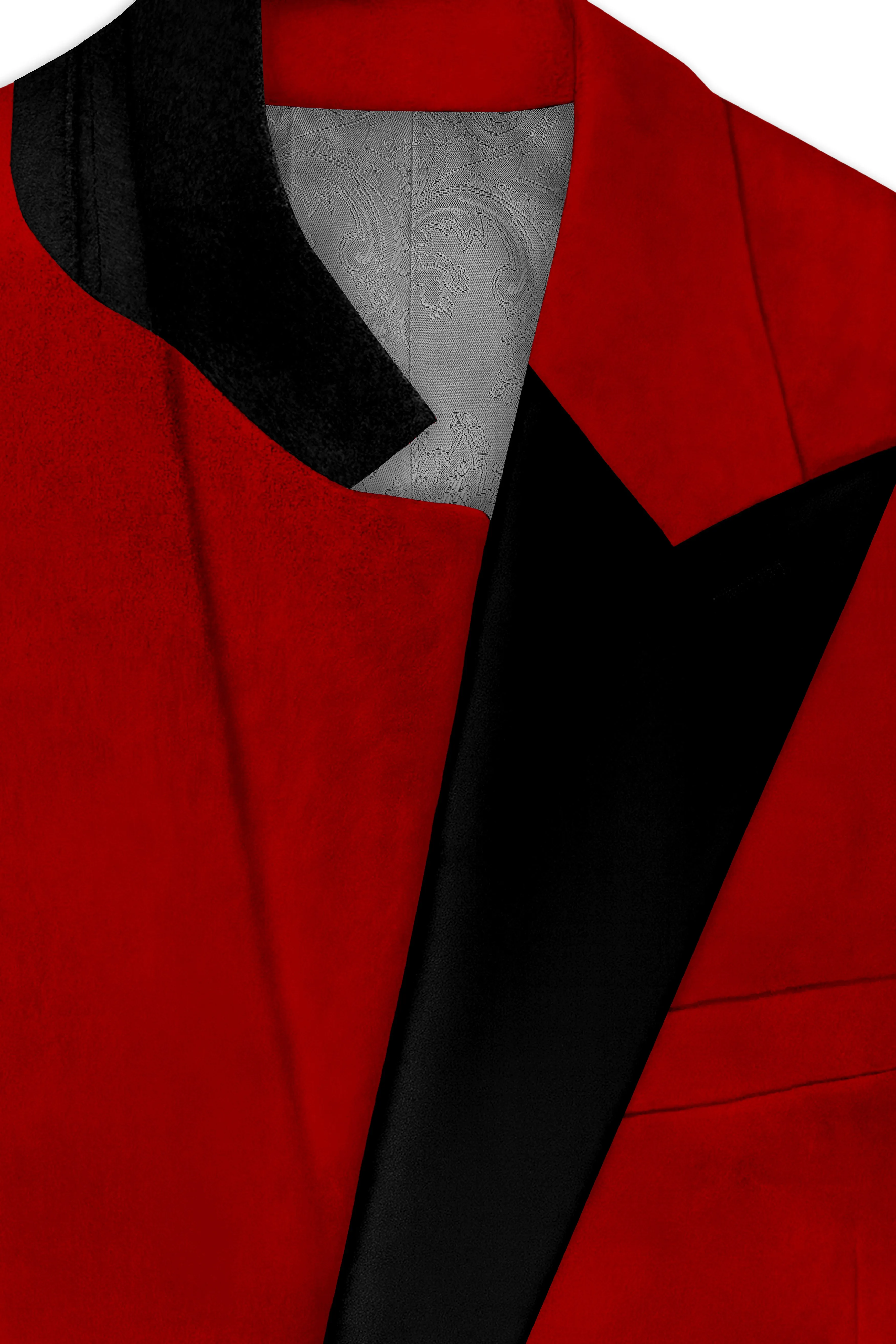 Imperio-Crimson Red Velvet Peak Lapel Tuxedo Suit sold by French Crown product image thumbnail 5