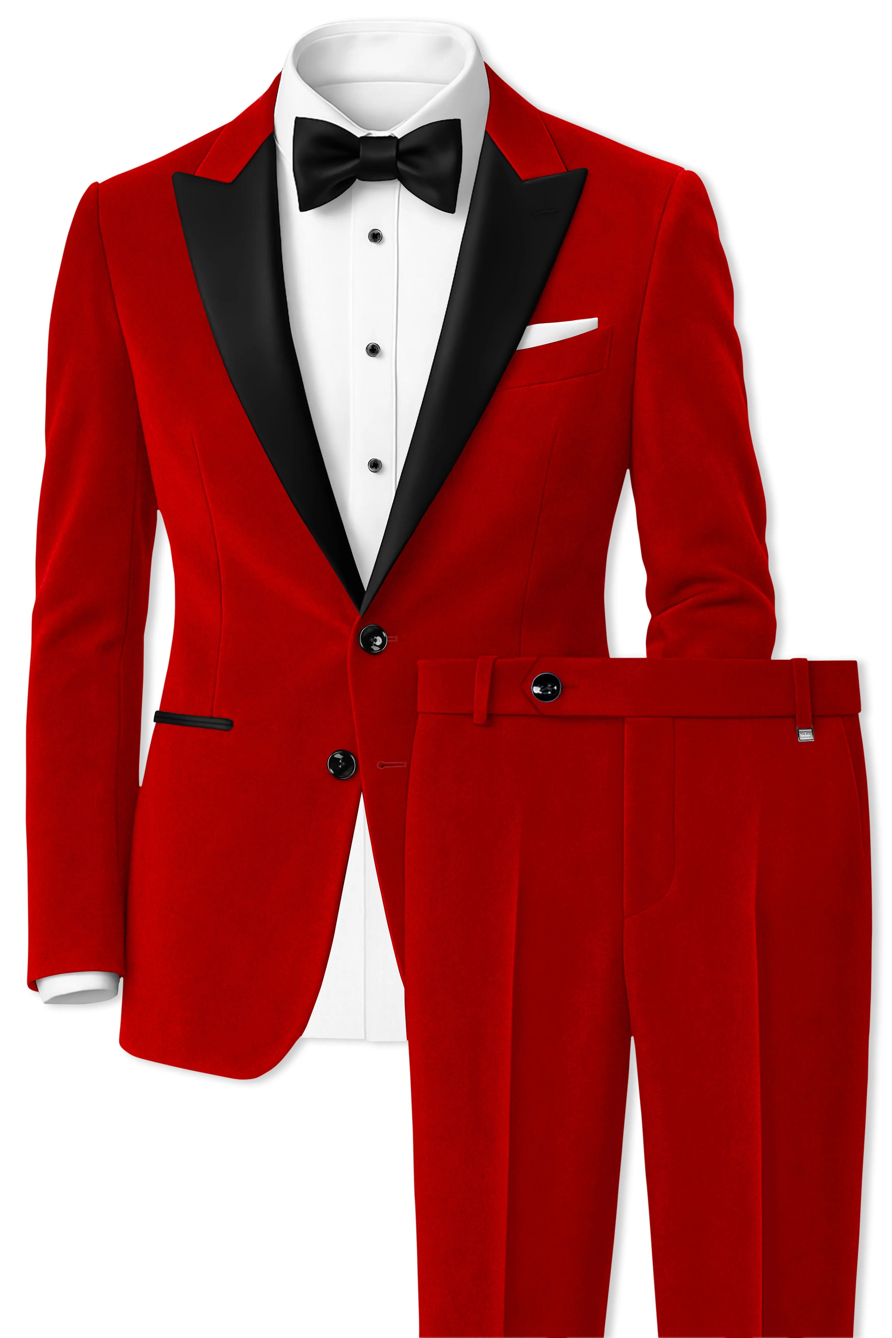 Imperio-Crimson Red Velvet Peak Lapel Tuxedo Suit sold by French Crown product image thumbnail 2