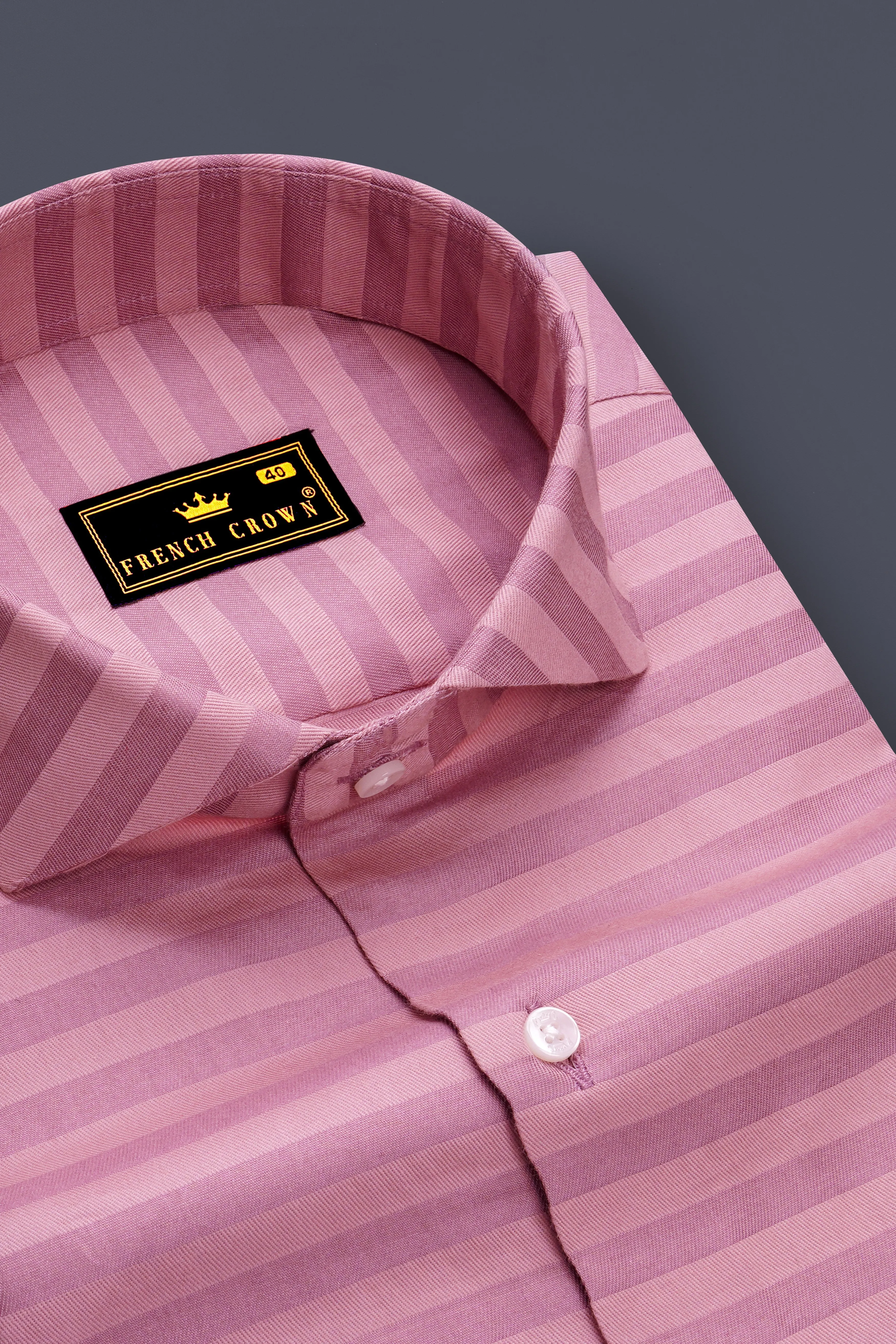Blushoro Cadillac Pink Striped Dobby Premium Giza Cotton Dress Shirt sold by French Crown product image thumbnail 2