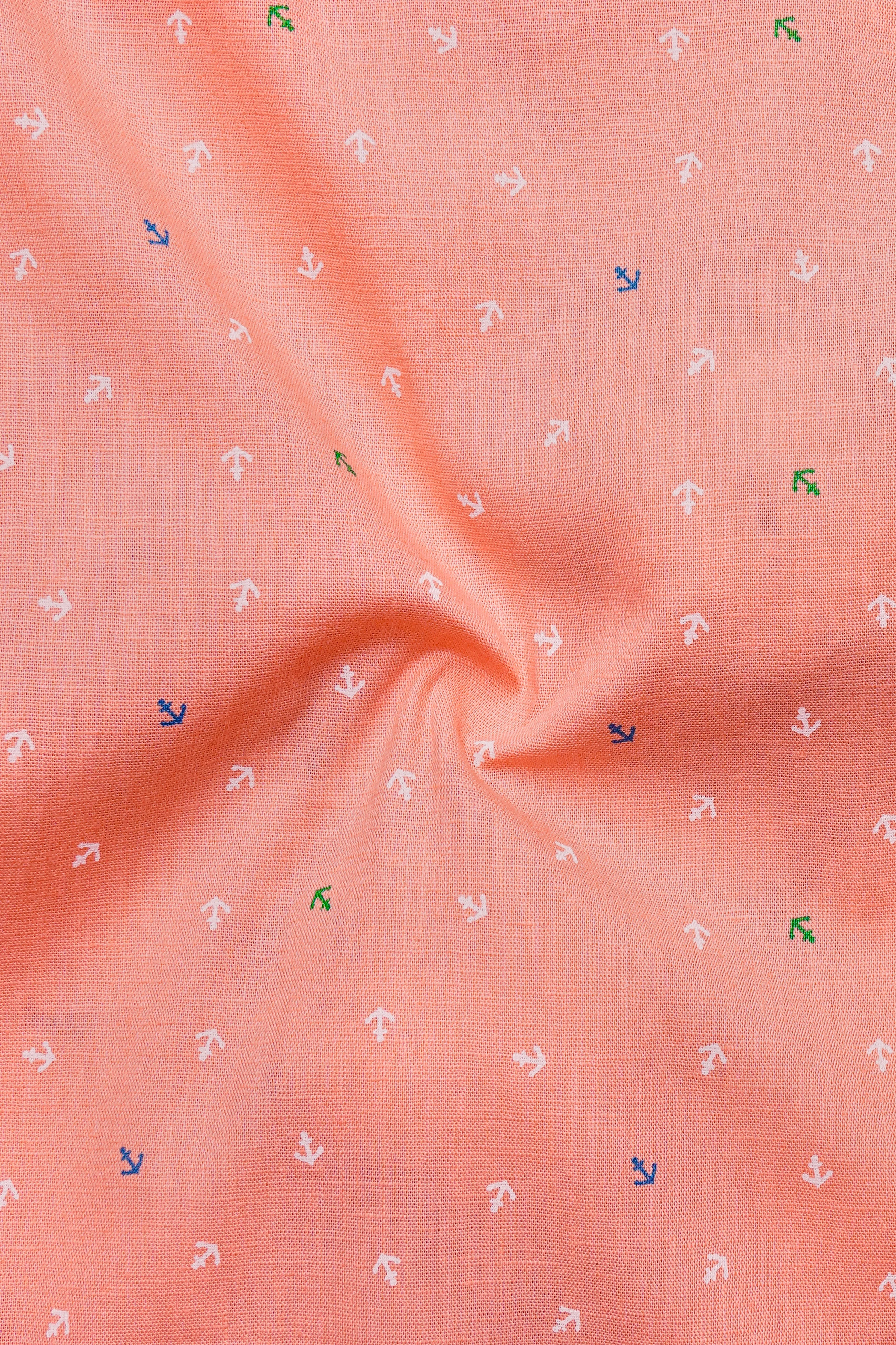 Marivon Tumbleweed Peach Printed Anchor Printed Luxurious Linen Dress Shirt sold by French Crown product image thumbnail 3
