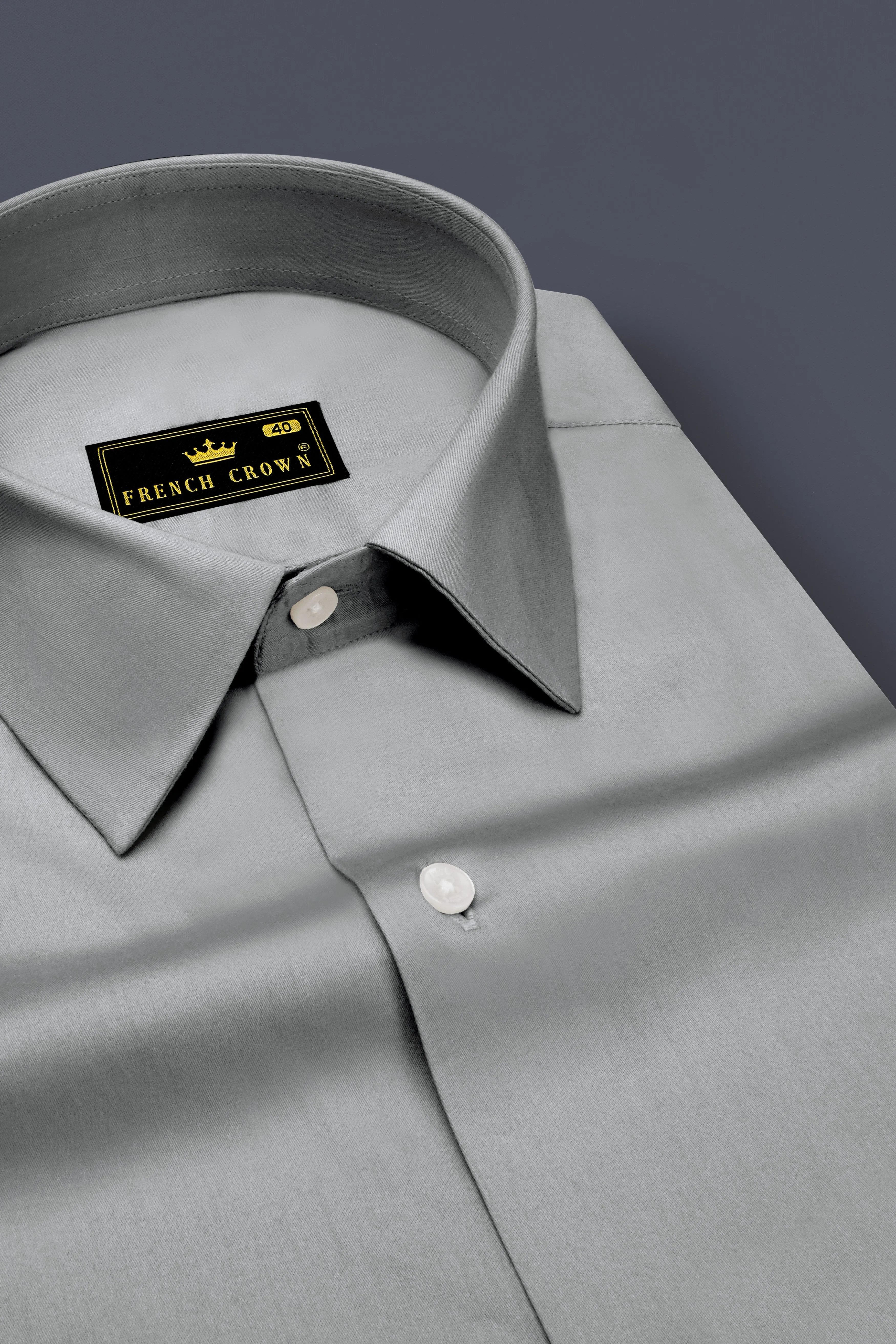 Silvoro Martini Gray Subtle Sheen Super Soft Premium Cotton Dress Shirt sold by French Crown product image thumbnail 2