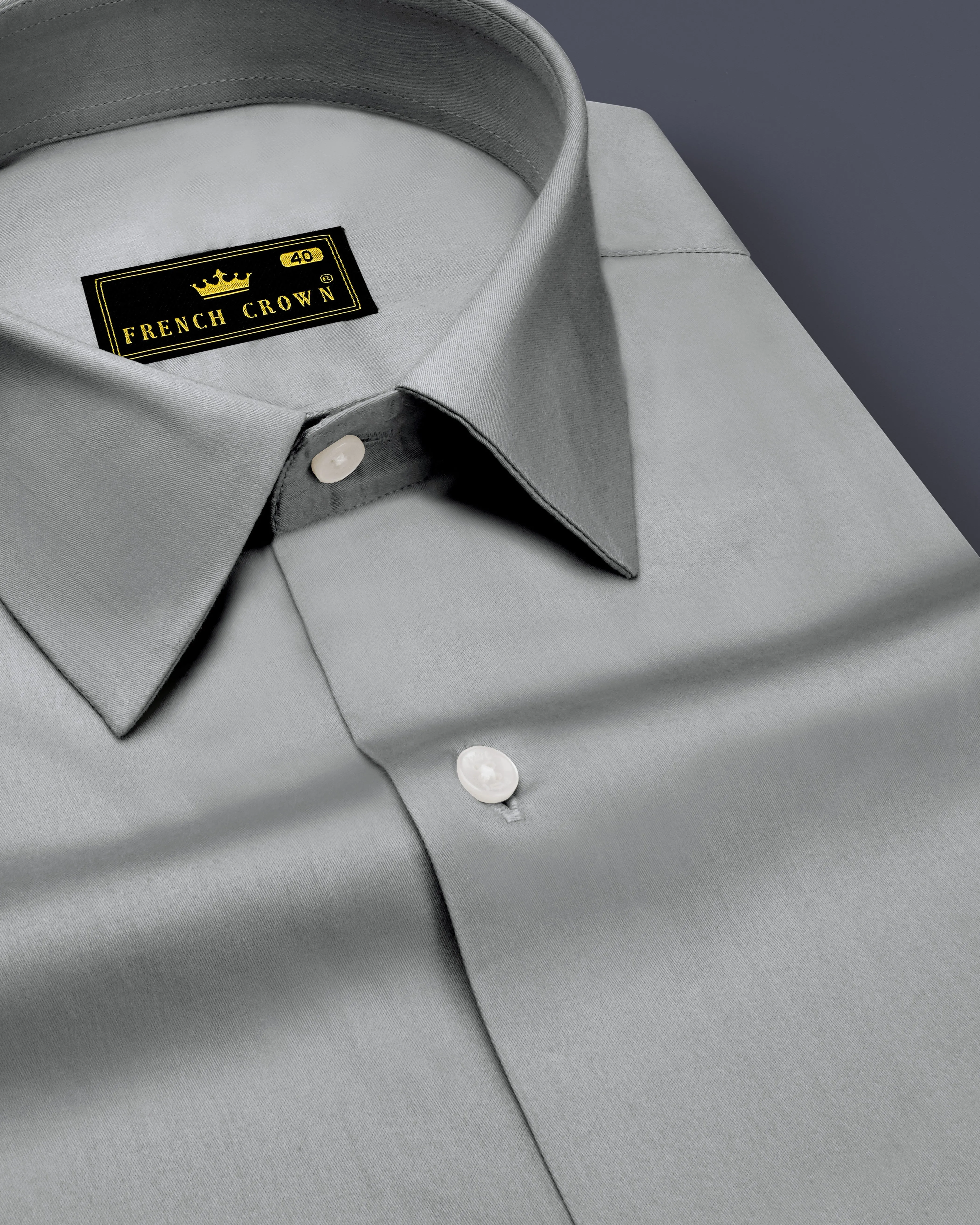 Silvoro Martini Gray Subtle Sheen Super Soft Premium Cotton Dress Shirt sold by French Crown