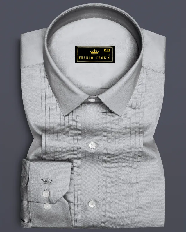 Silvoro Martini Gray Subtle Sheen Super Soft Premium Cotton Tuxedo Dress Shirt sold by French Crown