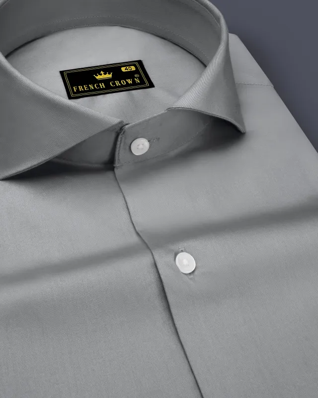 Silvoro Martini Gray Subtle Sheen Super Soft Premium Cotton Cut Away Collar Dress Shirt sold by French Crown