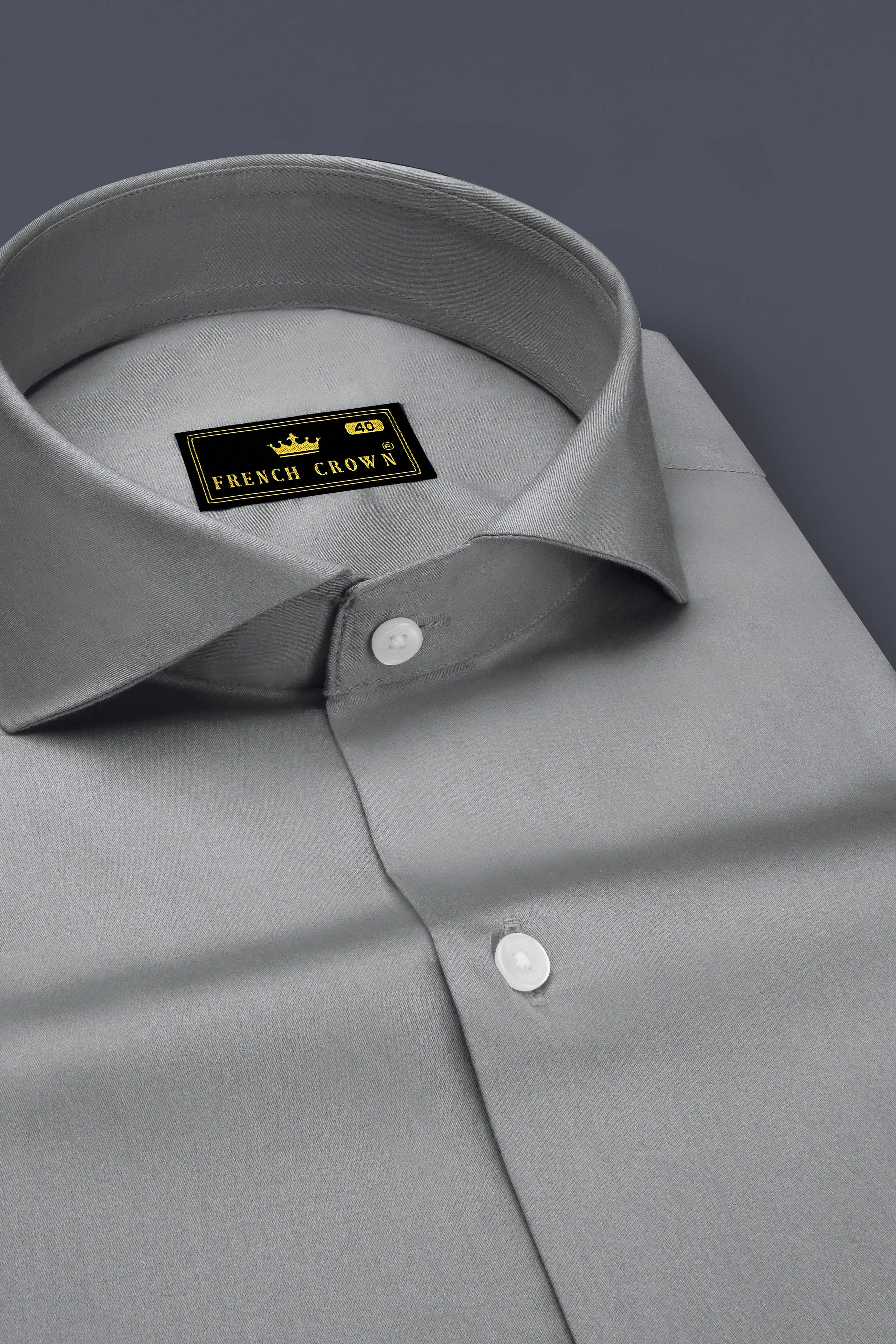 Silvoro Martini Gray Subtle Sheen Super Soft Premium Cotton Cut Away Collar Dress Shirt sold by French Crown product image thumbnail 2