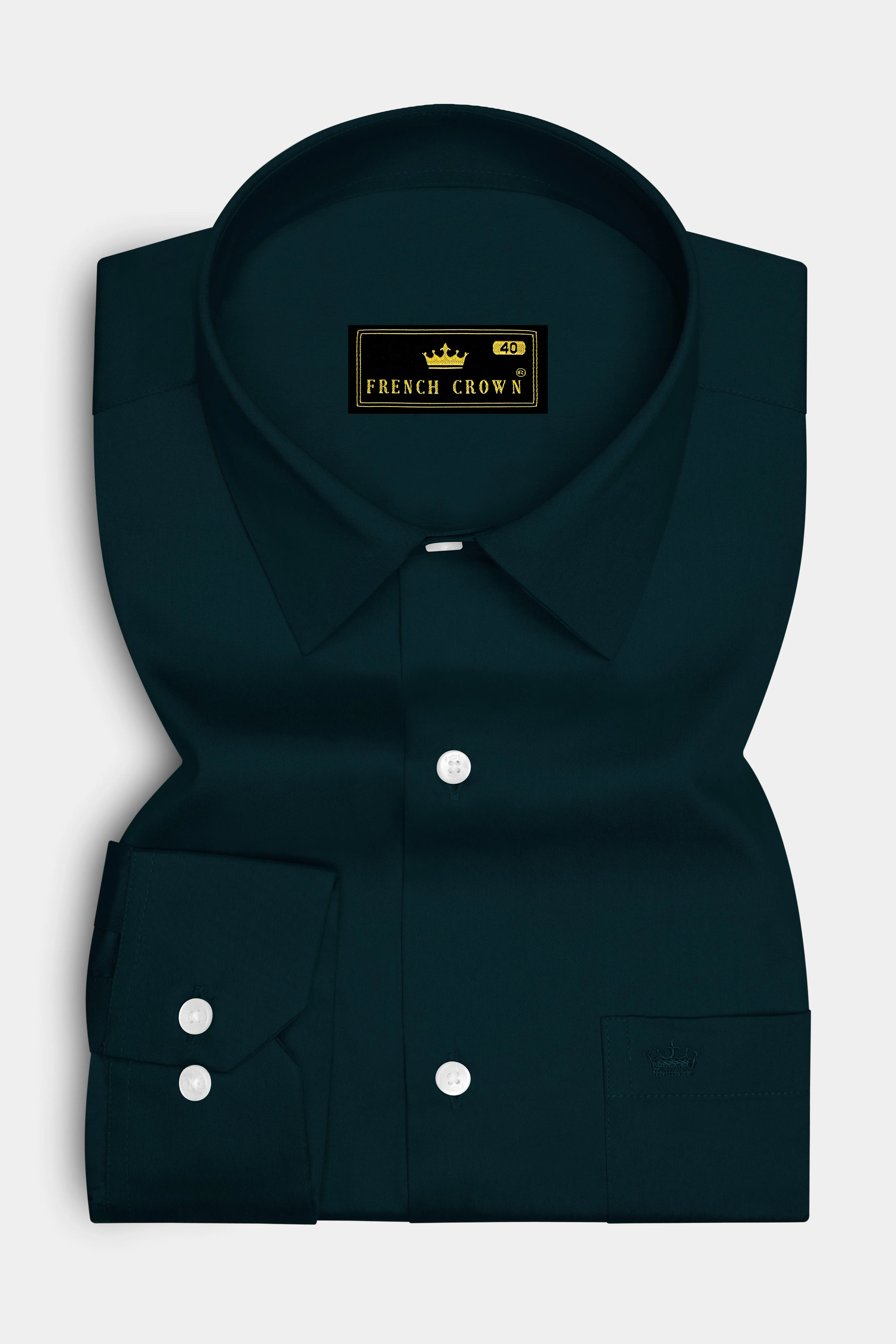 Olvoro Burnham Green Subtle Sheen Super Soft Premium Cotton Dress Shirt sold by French Crown product image thumbnail 4