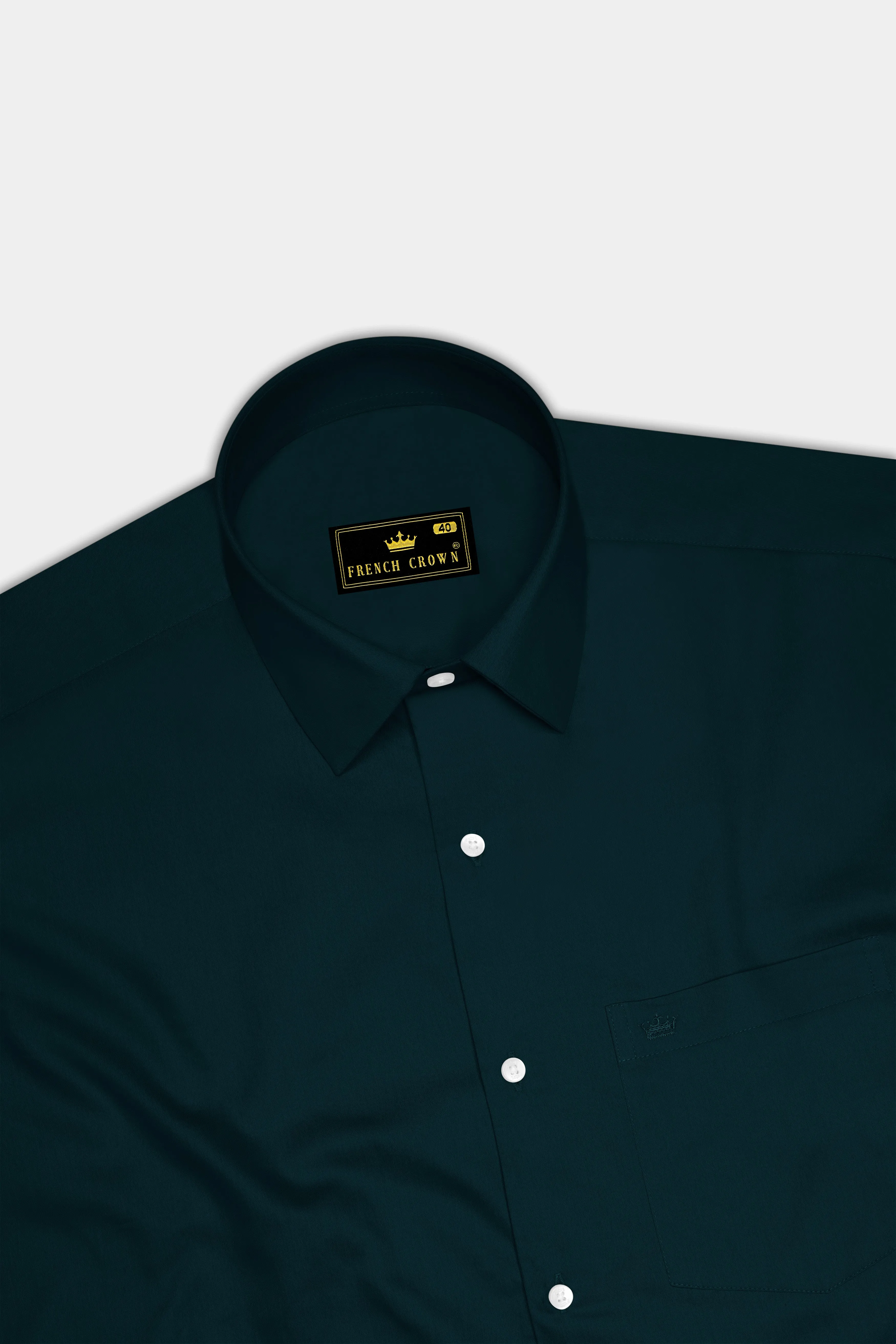 Olvoro Burnham Green Subtle Sheen Super Soft Premium Cotton Dress Shirt sold by French Crown product image thumbnail 5