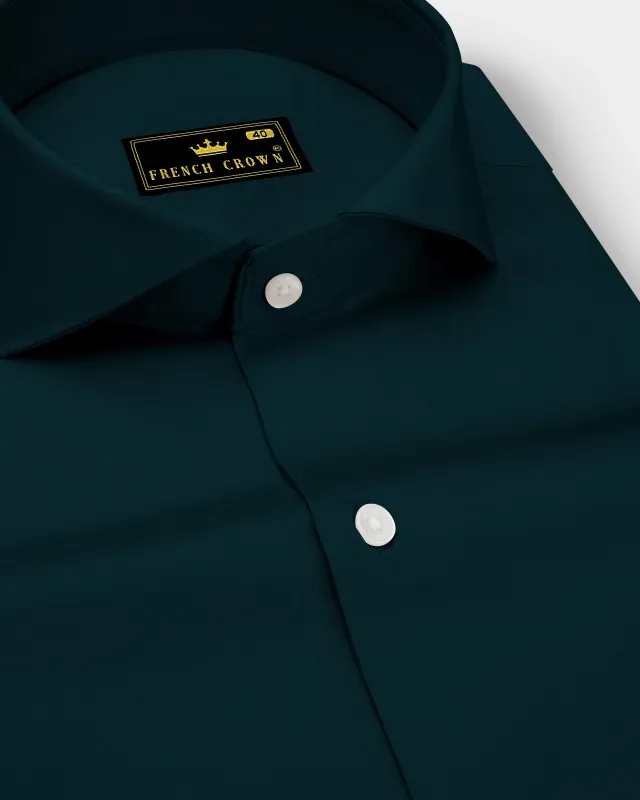 Olvoro Burnham Green Subtle Sheen Super Soft Premium Cotton Cut Away Collar Dress Shirt sold by French Crown