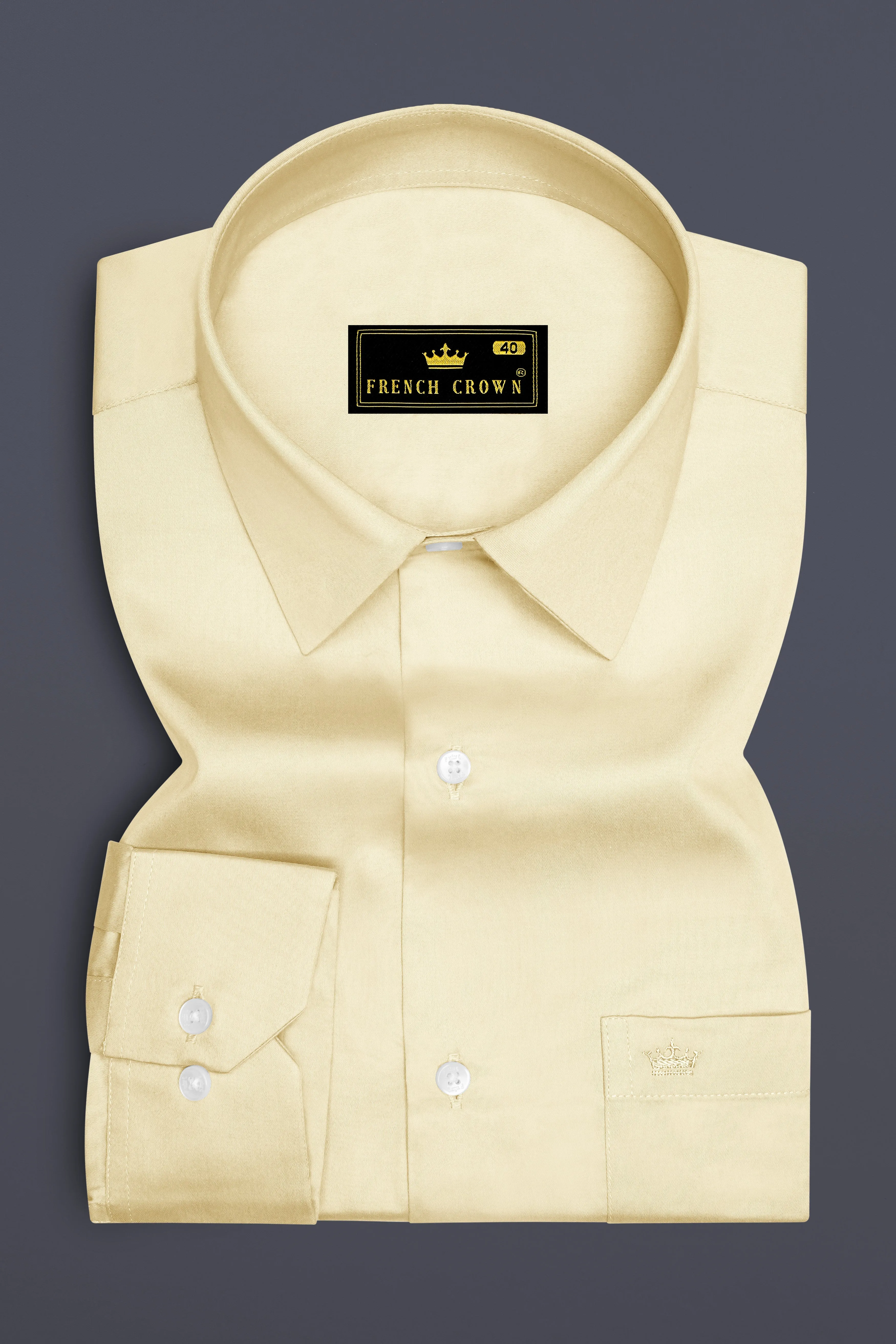 Ivoro Almond Cream Subtle Sheen Super Soft Premium Cotton Dress Shirt sold by French Crown product image thumbnail 4