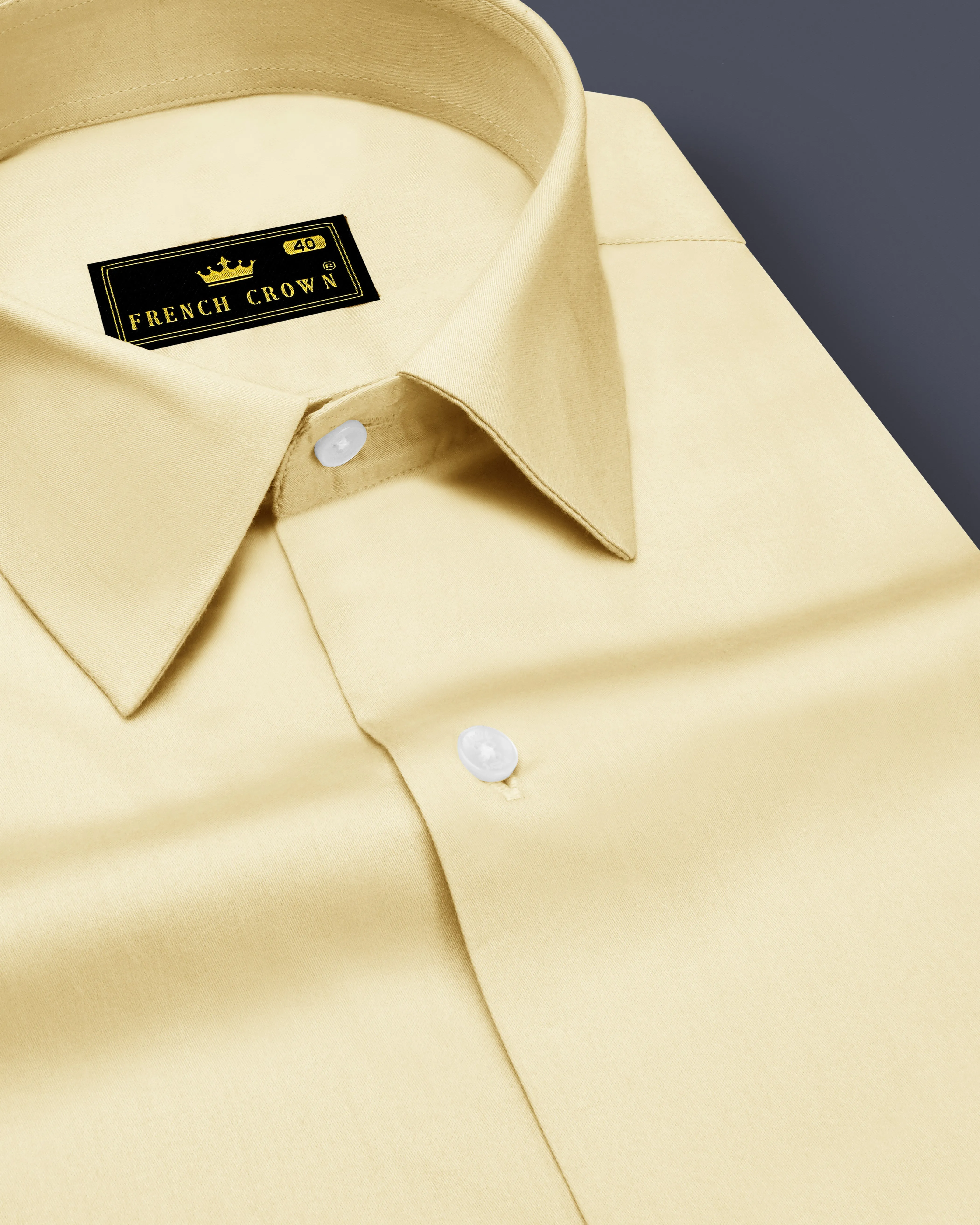 Ivoro Almond Cream Subtle Sheen Super Soft Premium Cotton Dress Shirt sold by French Crown