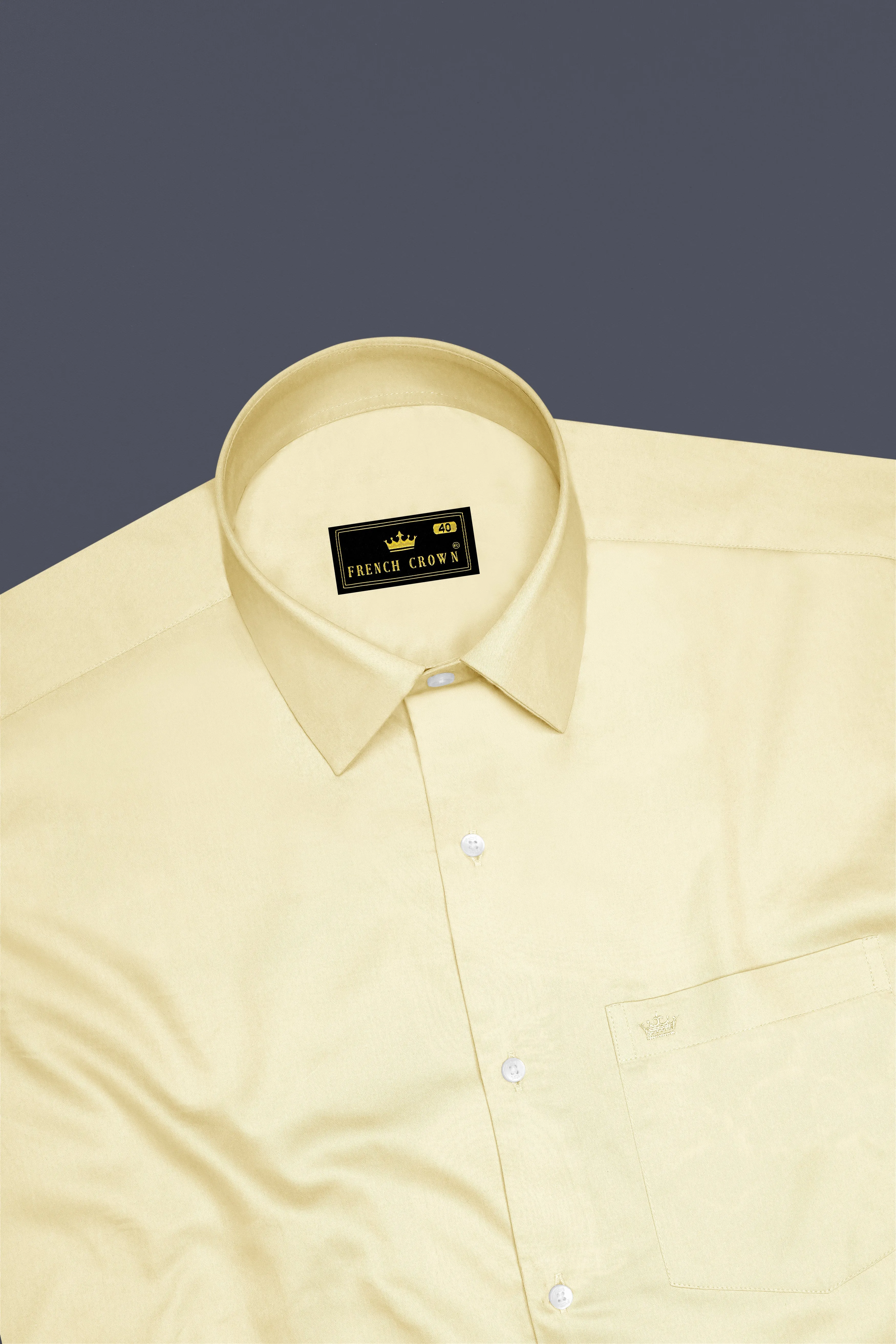 Ivoro Almond Cream Subtle Sheen Super Soft Premium Cotton Dress Shirt sold by French Crown product image thumbnail 5