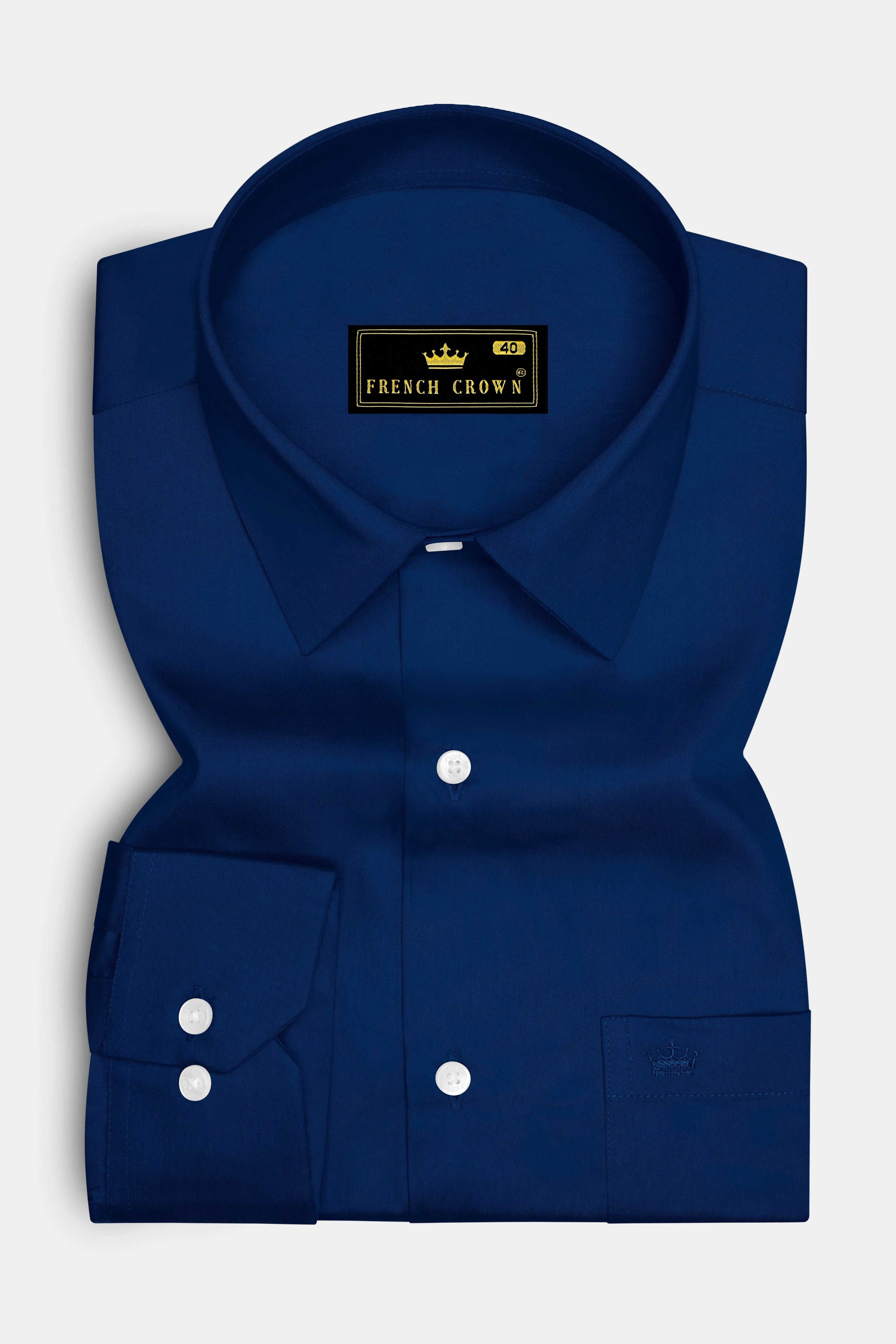 Nocturo Prussian Blue Subtle Sheen Super Soft Premium Cotton Dress Shirt sold by French Crown product image thumbnail 4