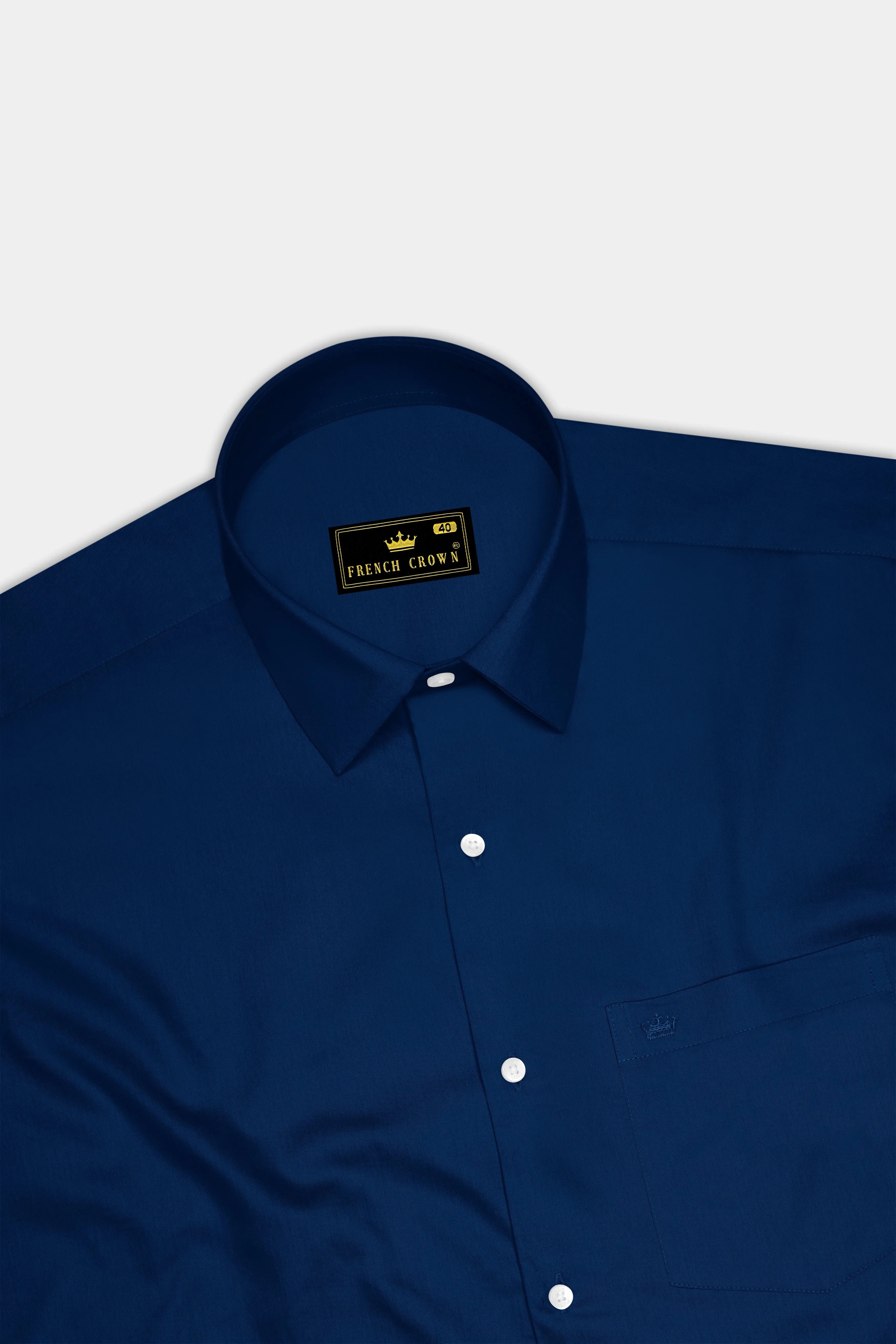 Nocturo Prussian Blue Subtle Sheen Super Soft Premium Cotton Dress Shirt sold by French Crown product image thumbnail 5