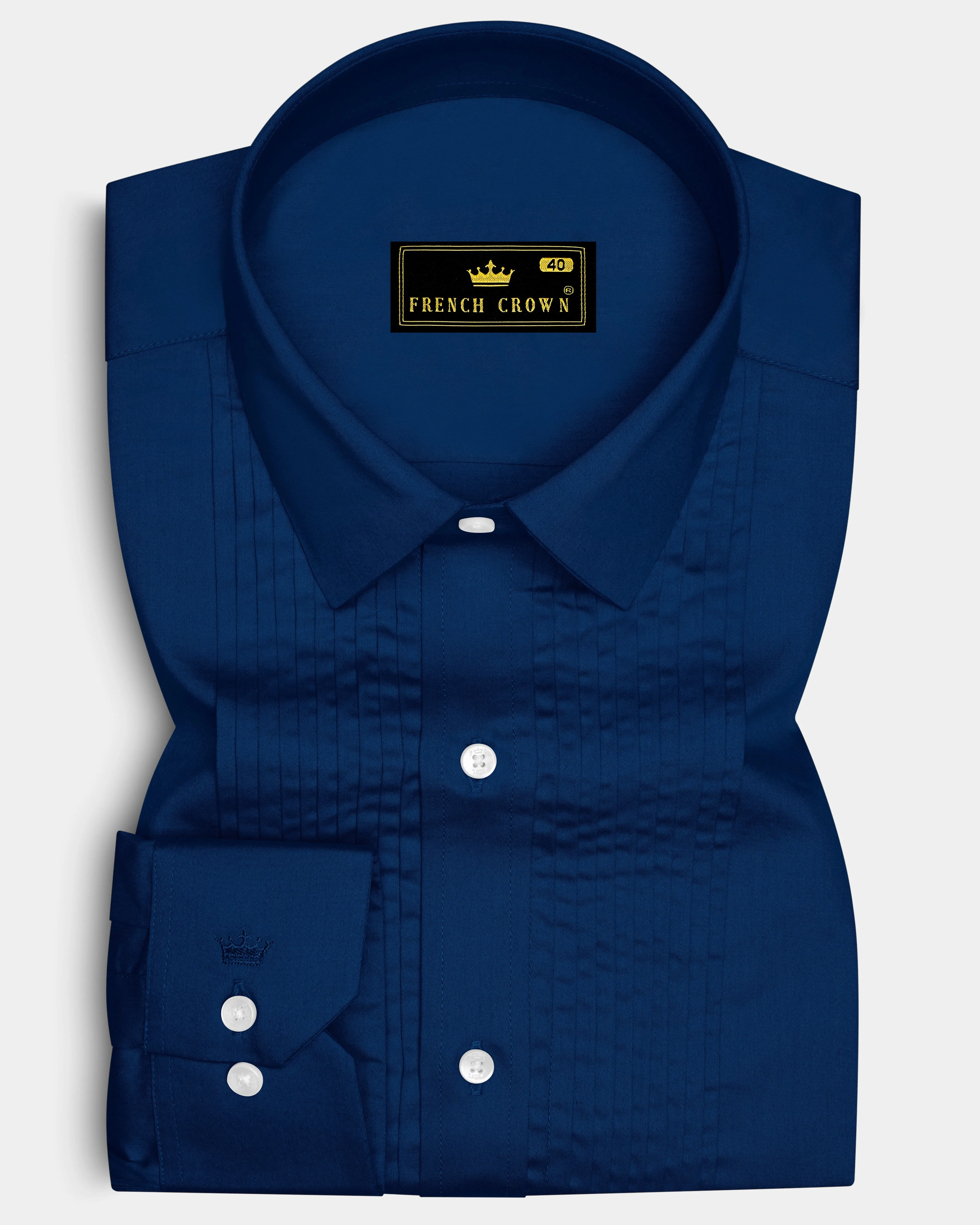 Nocturo Prussian Blue Subtle Sheen Super Soft Premium Cotton Tuxedo Dress Shirt sold by French Crown