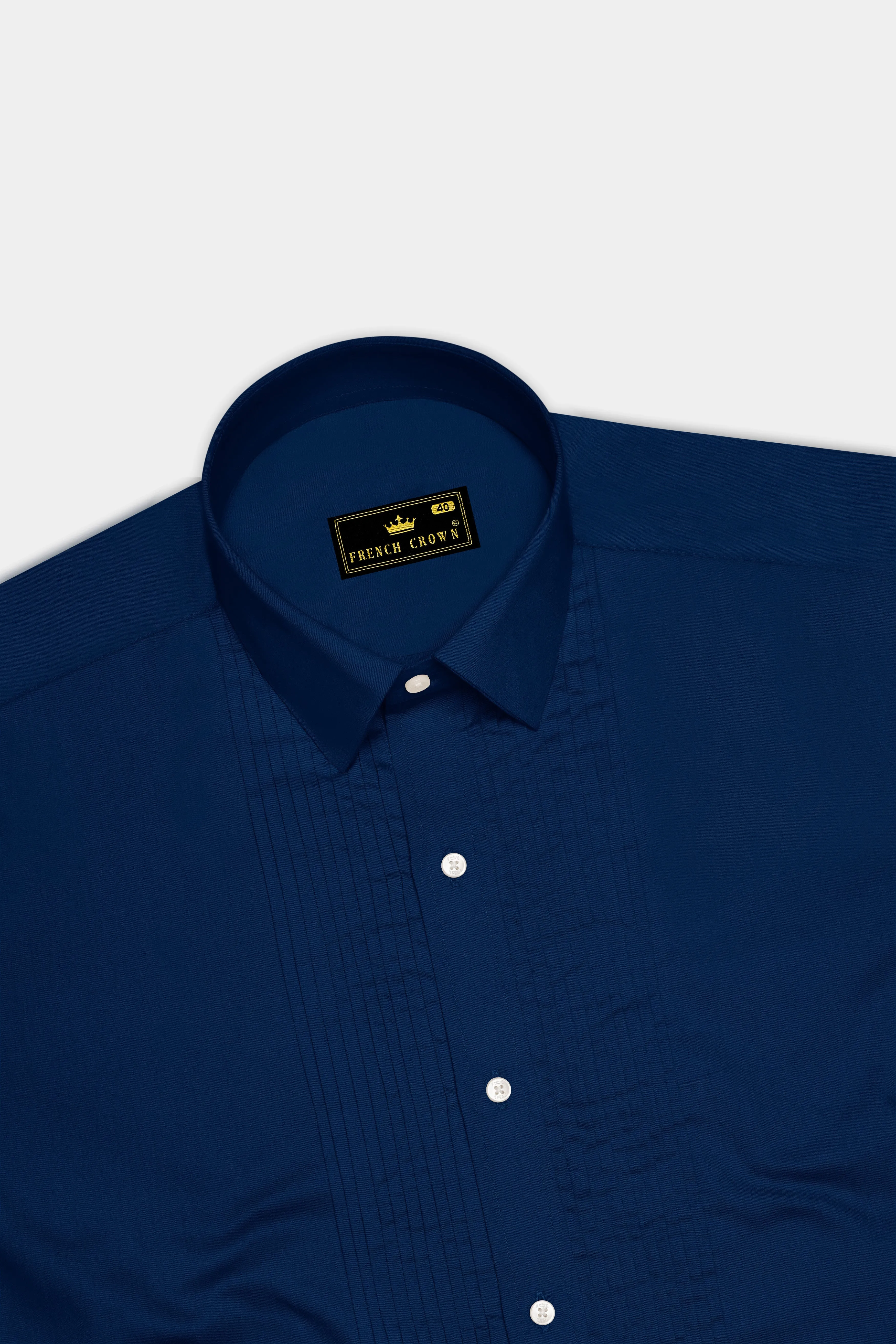 Nocturo Prussian Blue Subtle Sheen Super Soft Premium Cotton Tuxedo Dress Shirt sold by French Crown product image thumbnail 5