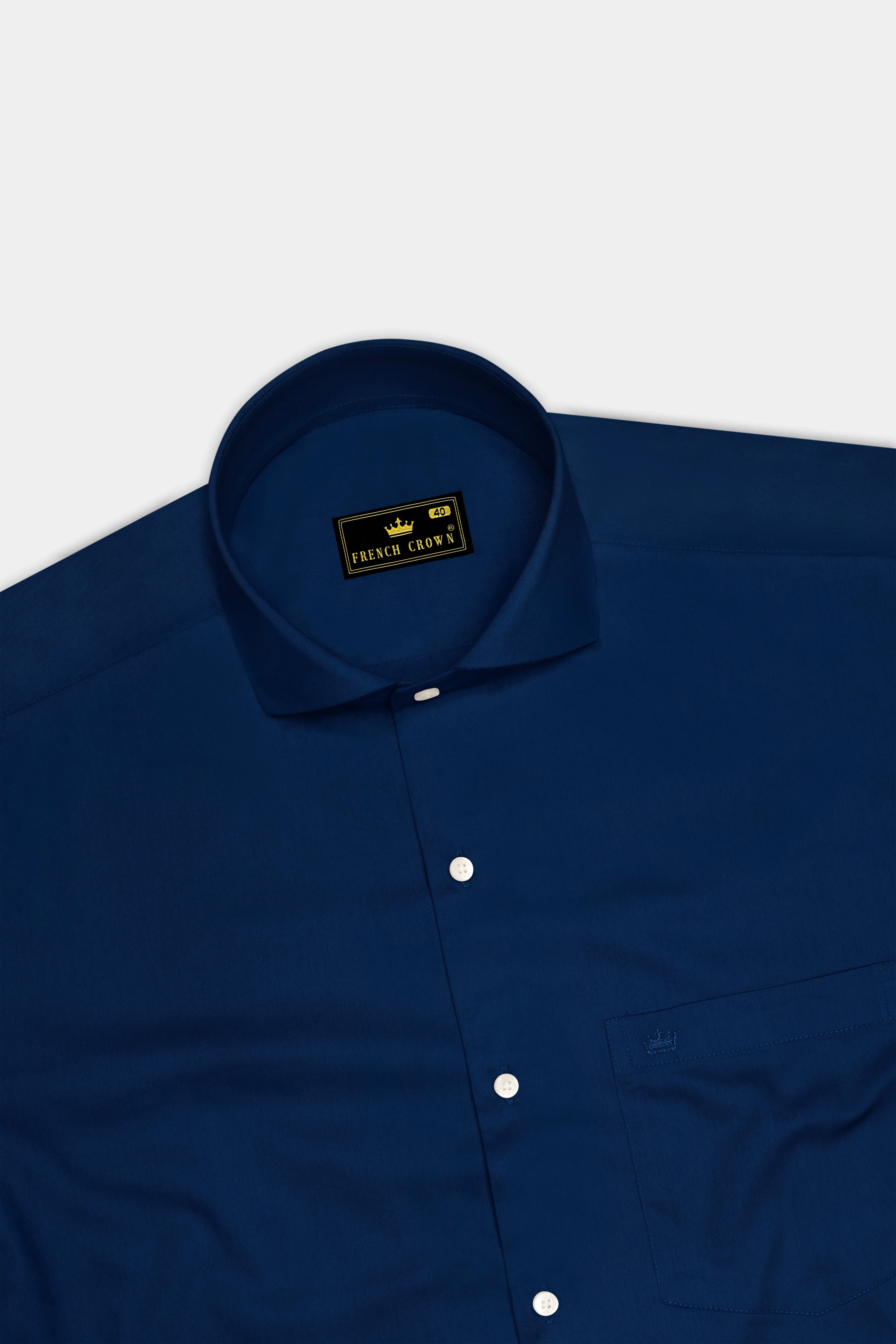 Nocturo Prussian Blue Subtle Sheen Super Soft Premium Cotton Cut Away Collar Dress Shirt sold by French Crown product image thumbnail 5