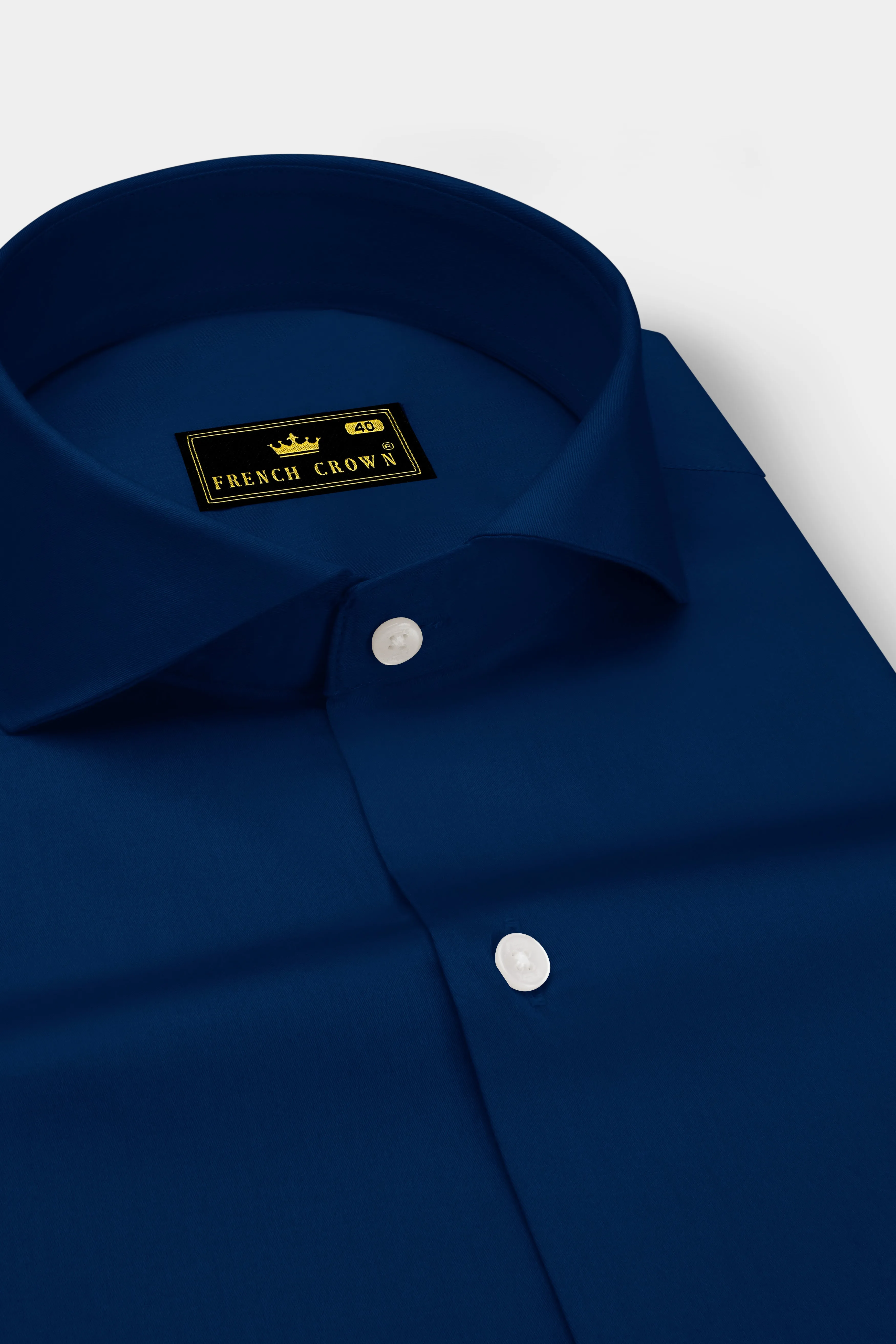 Nocturo Prussian Blue Subtle Sheen Super Soft Premium Cotton Cut Away Collar Dress Shirt sold by French Crown product image thumbnail 2