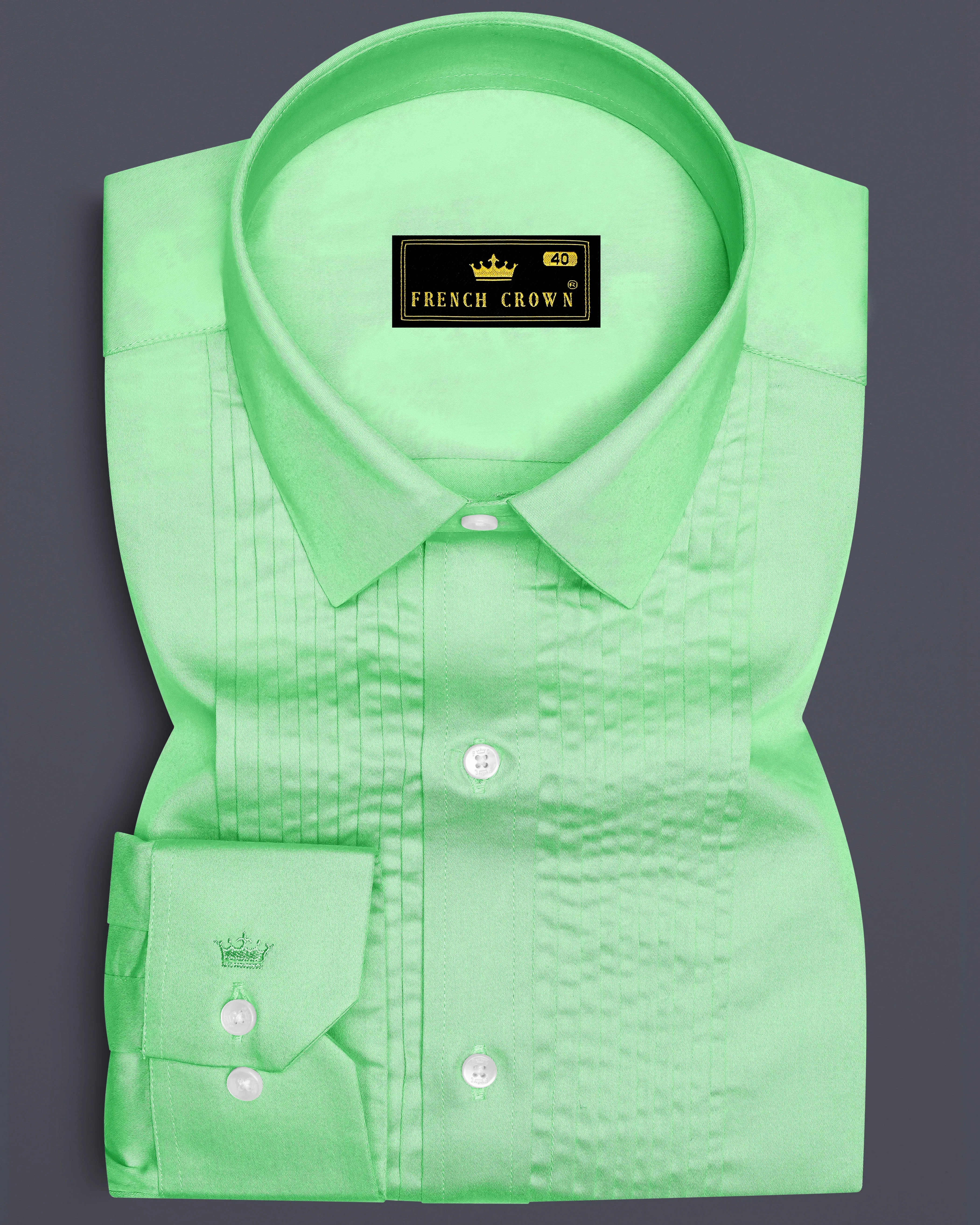 Verdoro Celadon Green Subtle Sheen Super Soft Premium Cotton Tuxedo Dress Shirt sold by French Crown