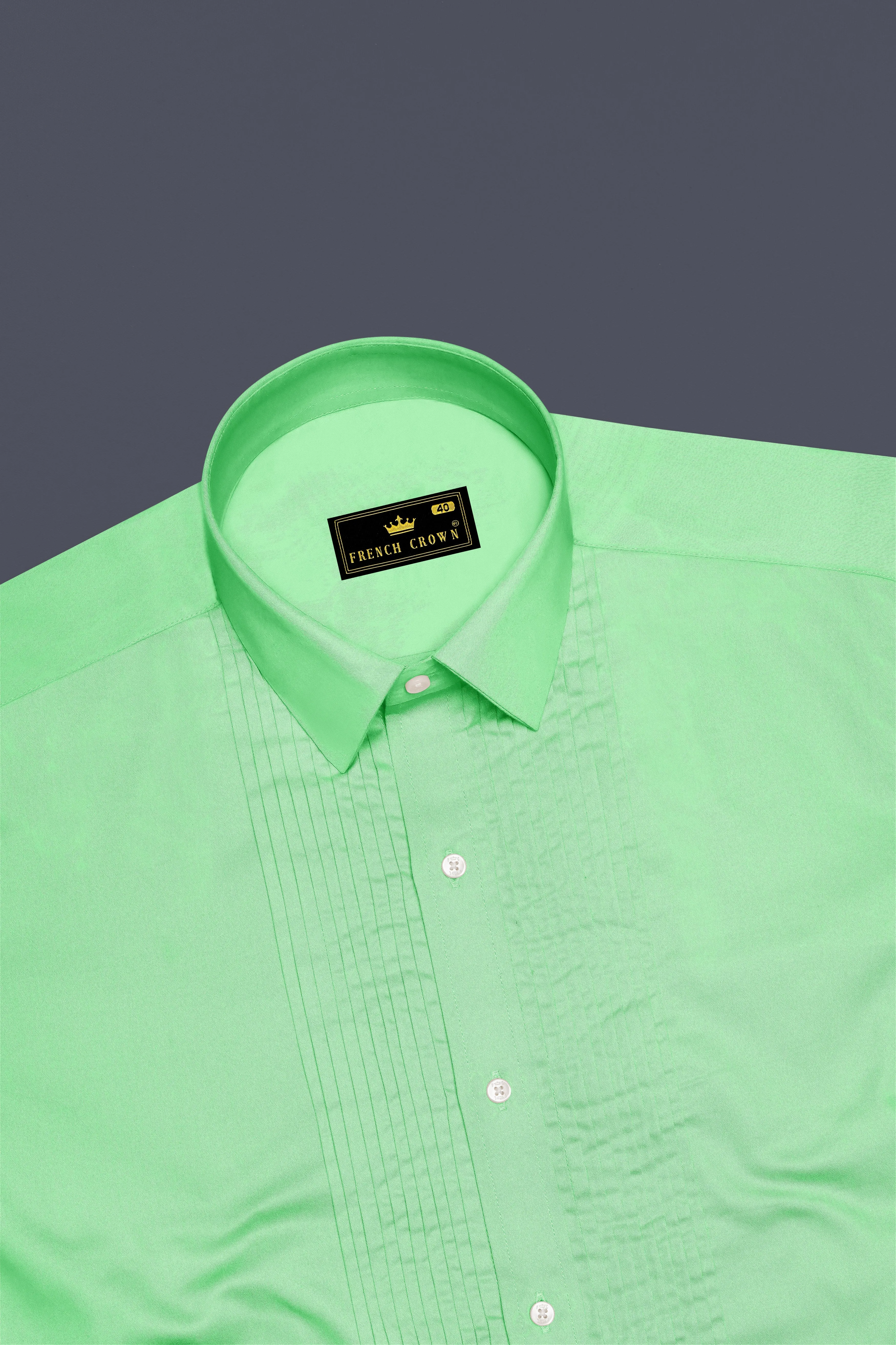 Verdoro Celadon Green Subtle Sheen Super Soft Premium Cotton Tuxedo Dress Shirt sold by French Crown product image thumbnail 5